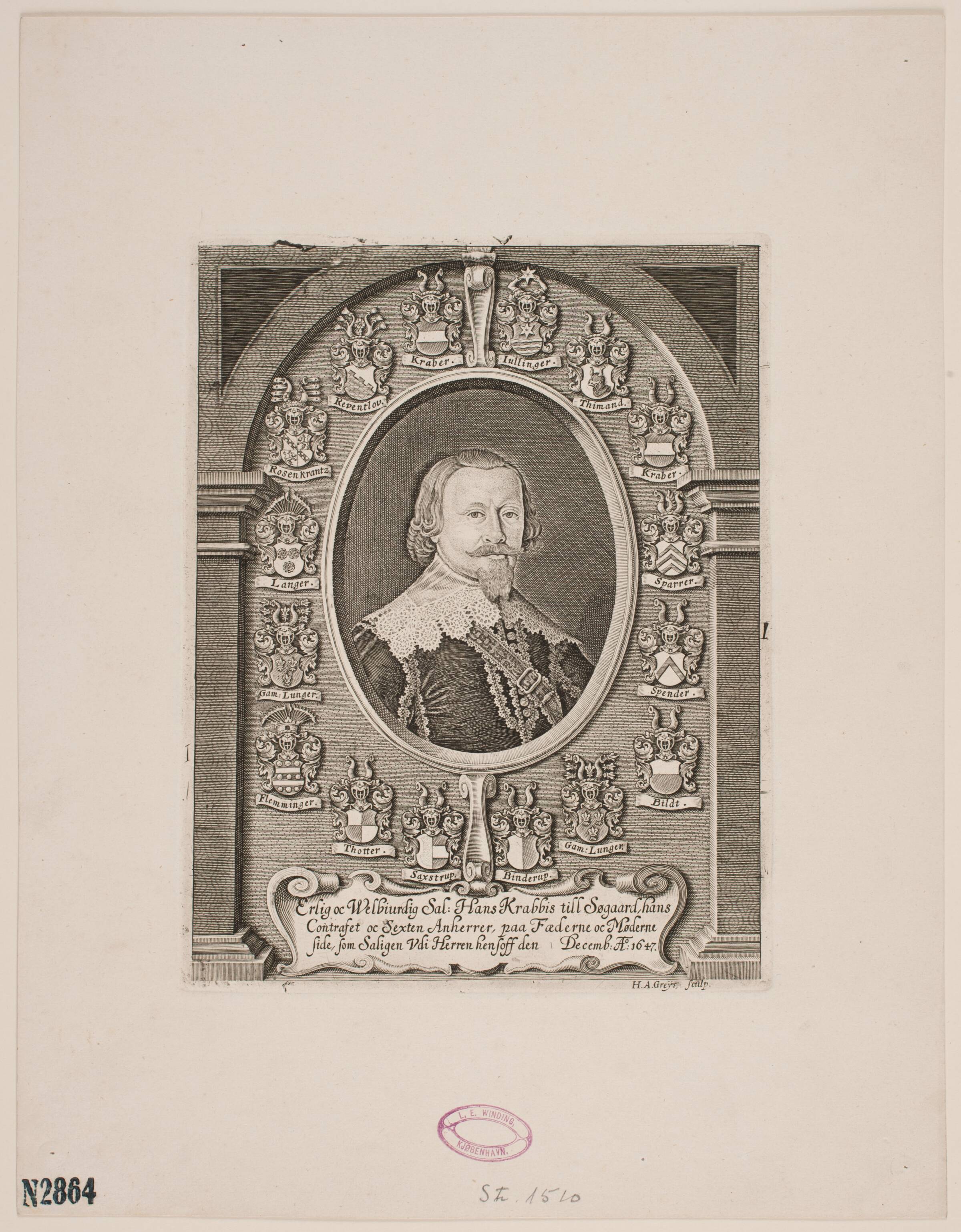 Hans Krabbe til Søgård. Fra en ligprædiken 1648, Hans Andreas Greys, 1648