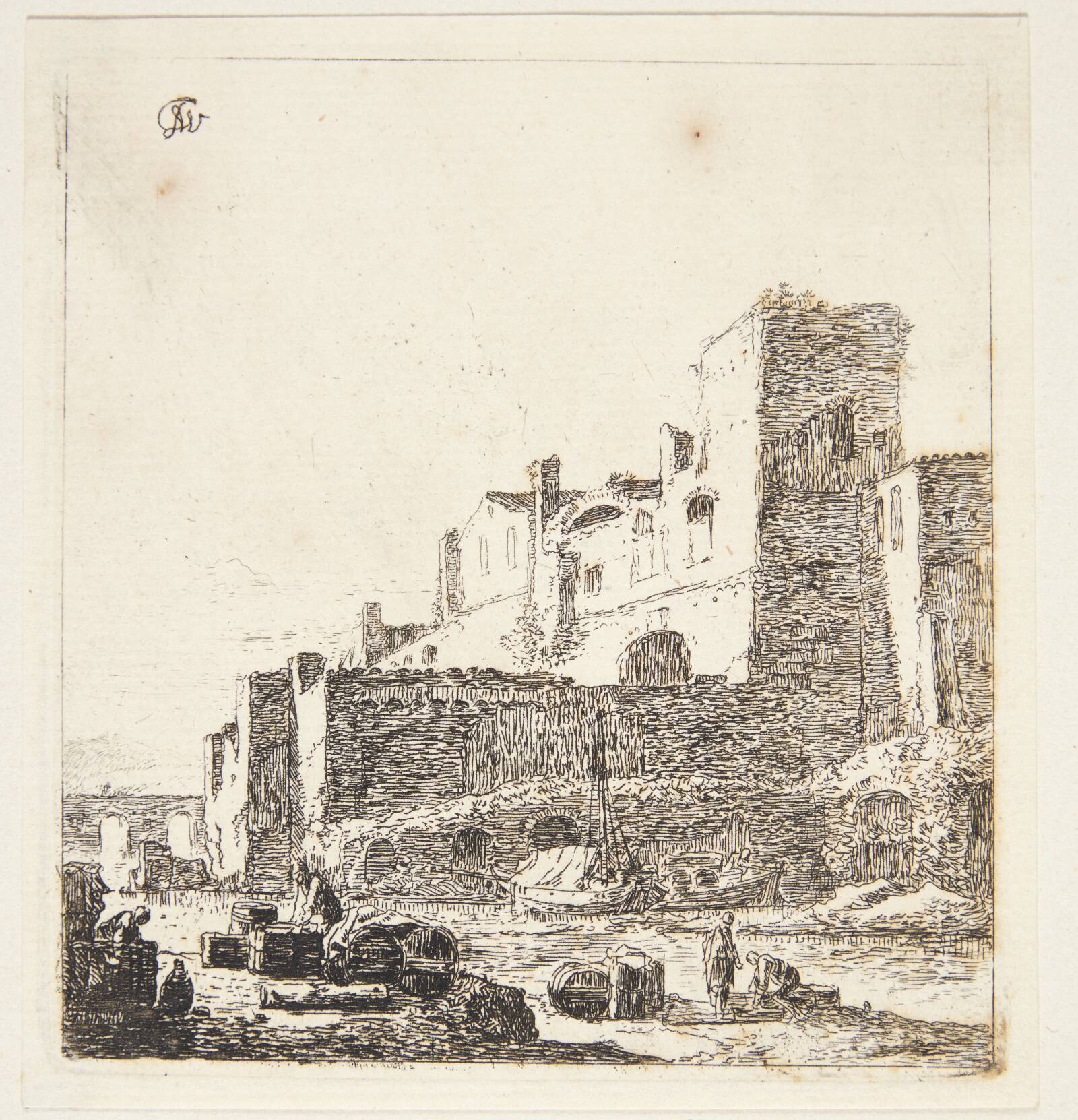 Sømænd ved en flodbred, Thomas Wijck, 1616-1676