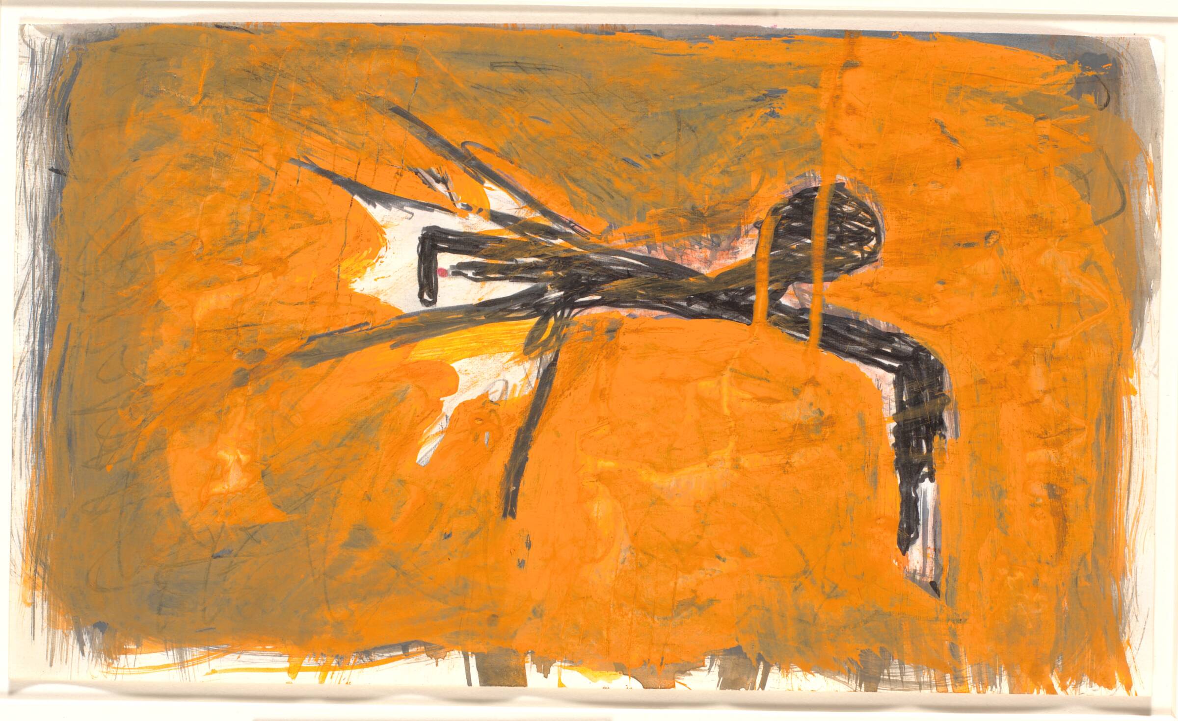 Mørk figur i orange miljø, Dorte Dahlin, 1982