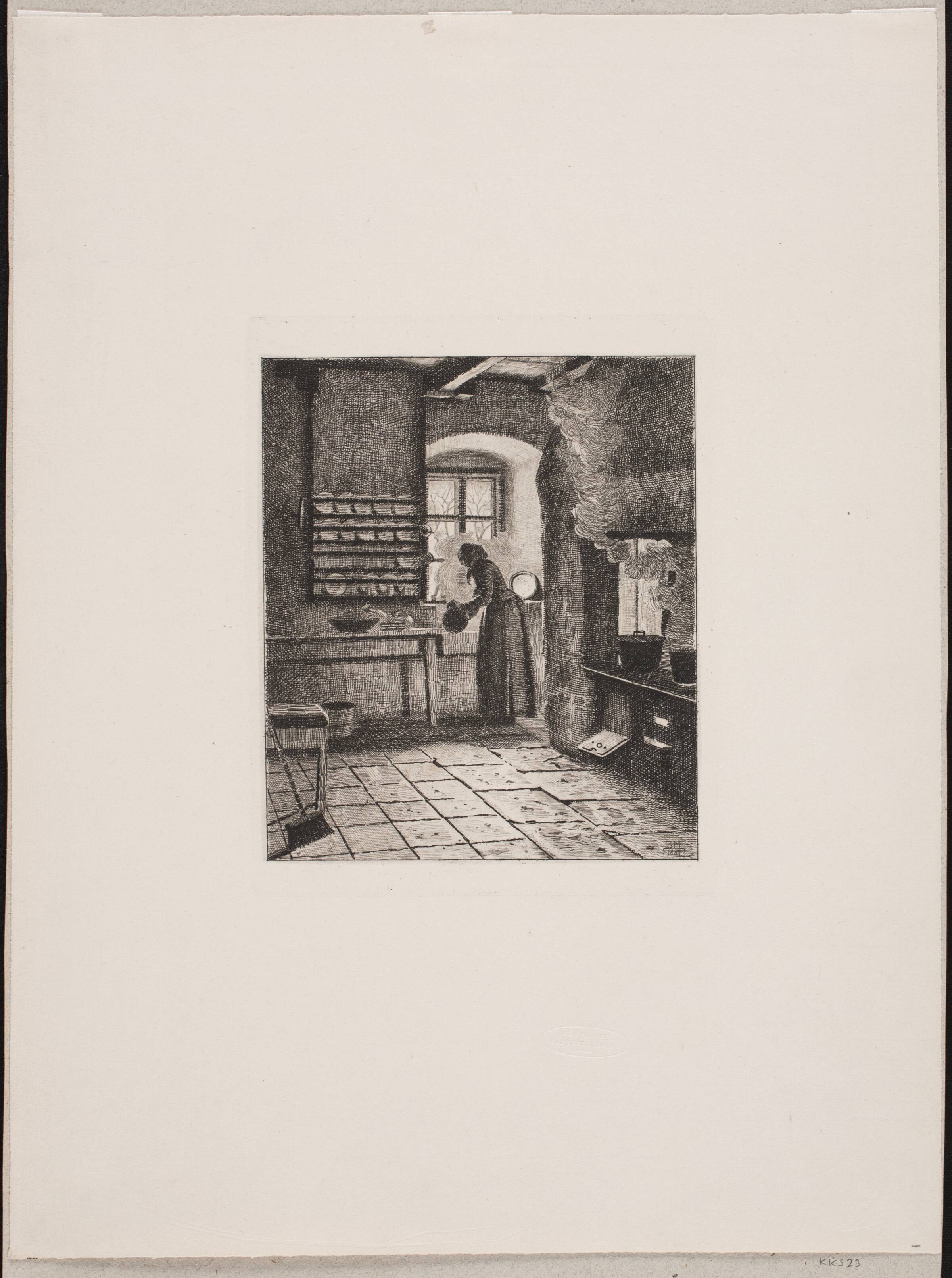 Køkkeninteriør, Bernhard Ulrik Middelboe, 1887