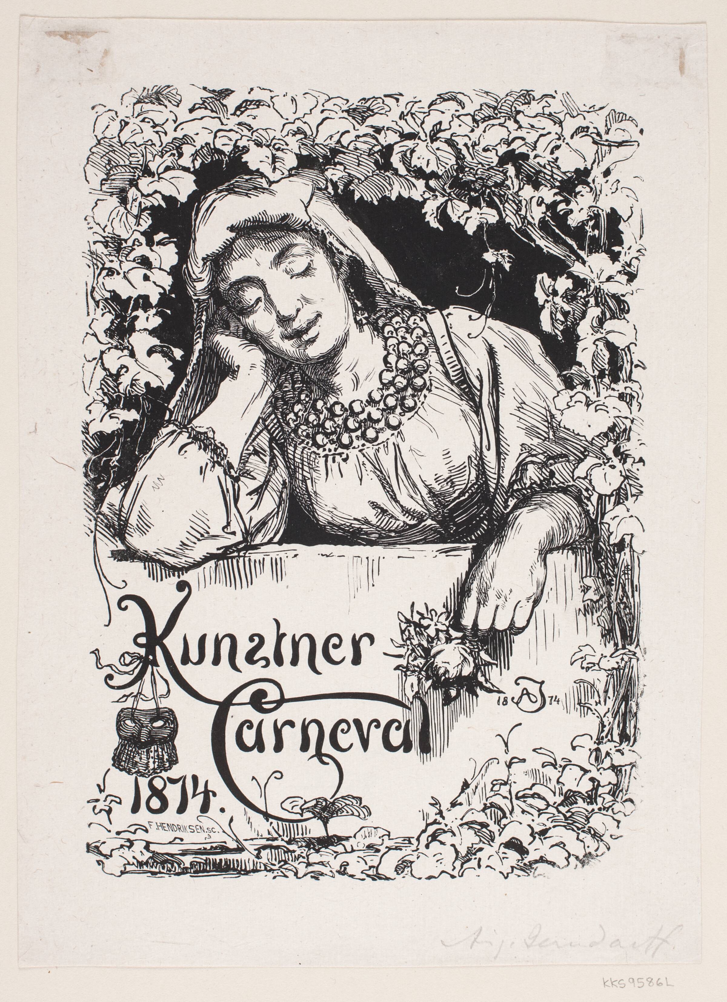 Program-omslag til Kunstner Carneval, F. Hendriksen, 1874