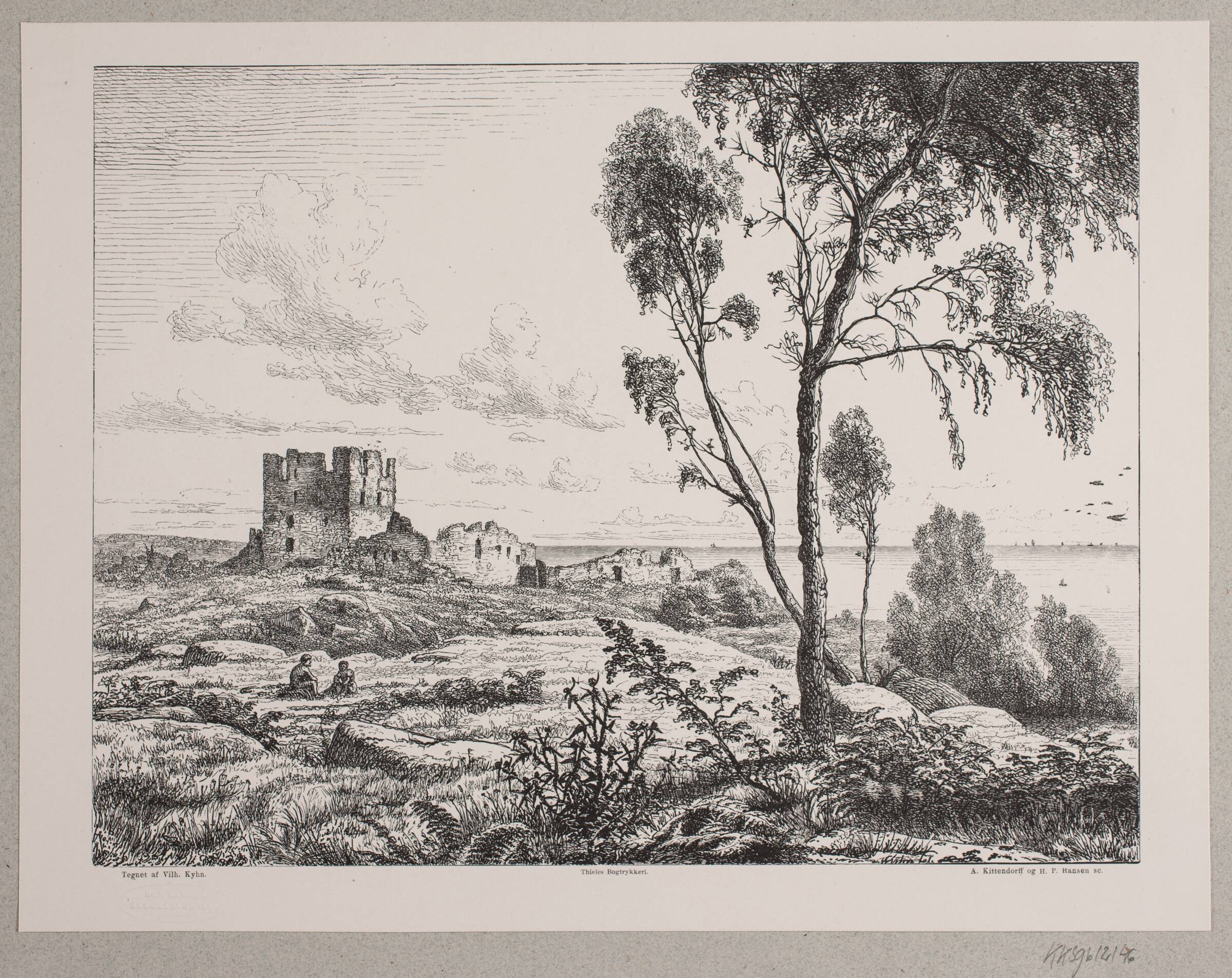 Parti ved Hammershus, Axel Theodor Kittendorff, 1869-1873