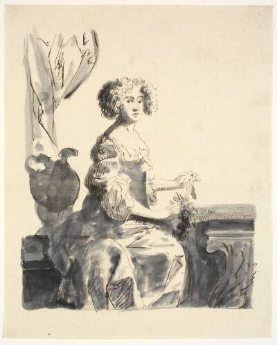 Portræt af en dame, siddende, halv figur