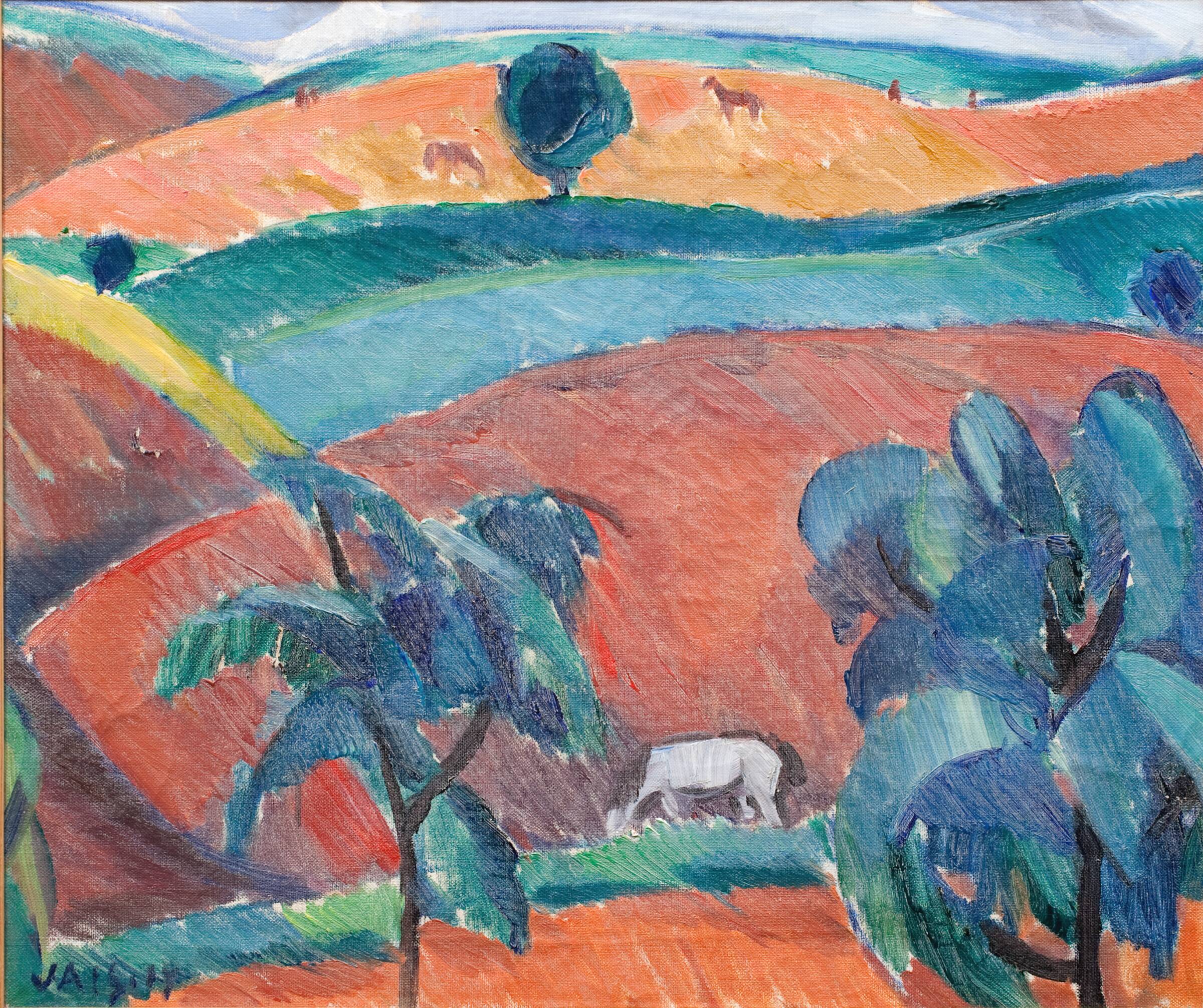 Landskab med heste, Jais Nielsen, 1917