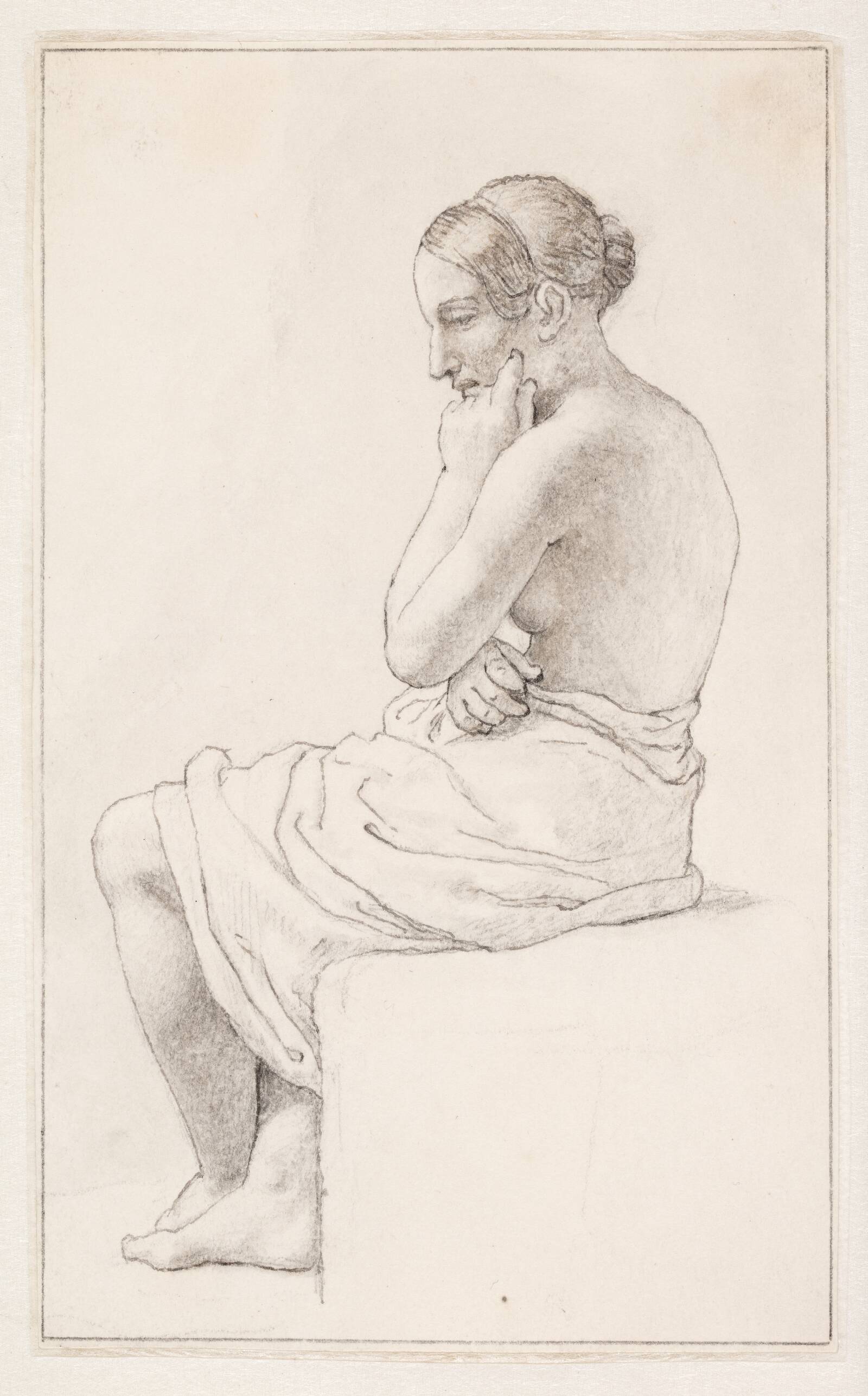 Studie af en siddende halvnøgen kvinde, C.W. Eckersberg, 1837-1843