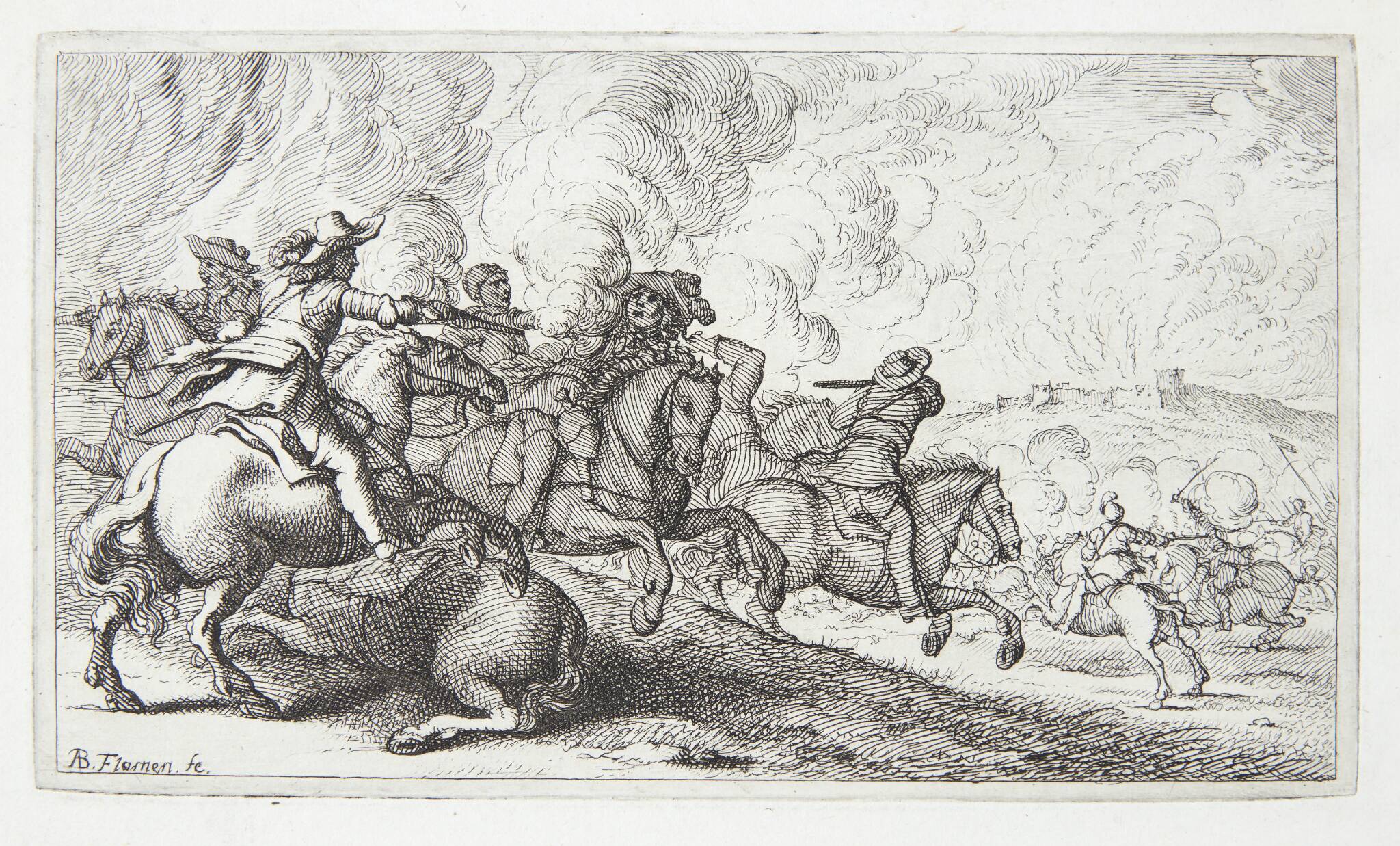 Kavaleri, der angriber en fjende