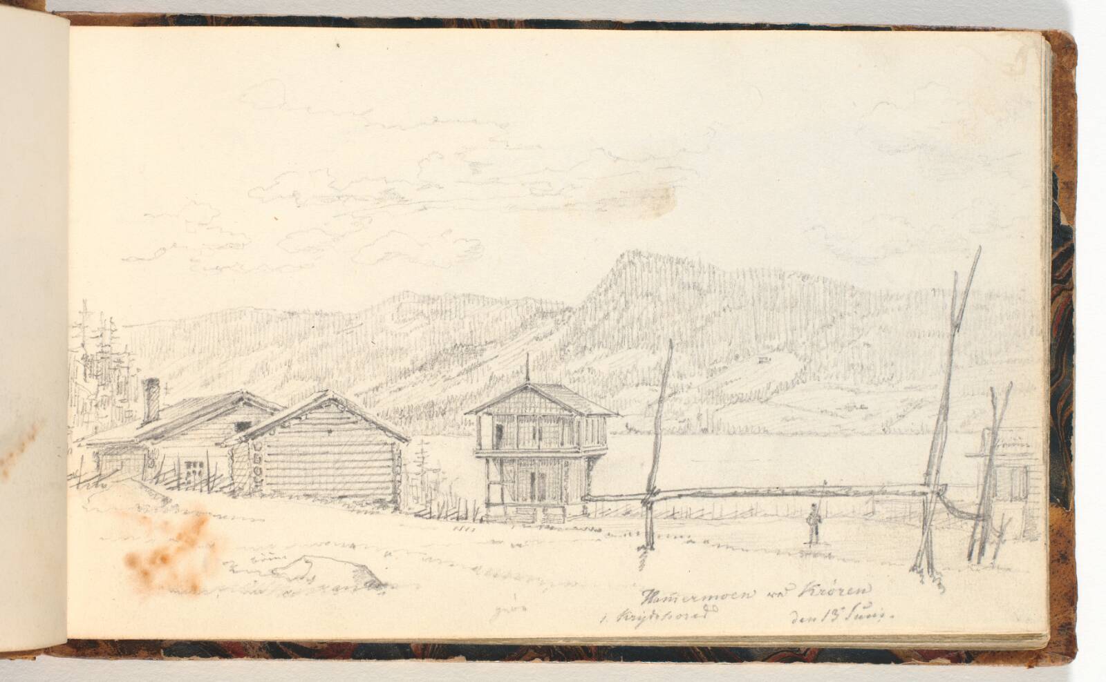 Landskab med bondegårde, Martinus Rørbye, 1832