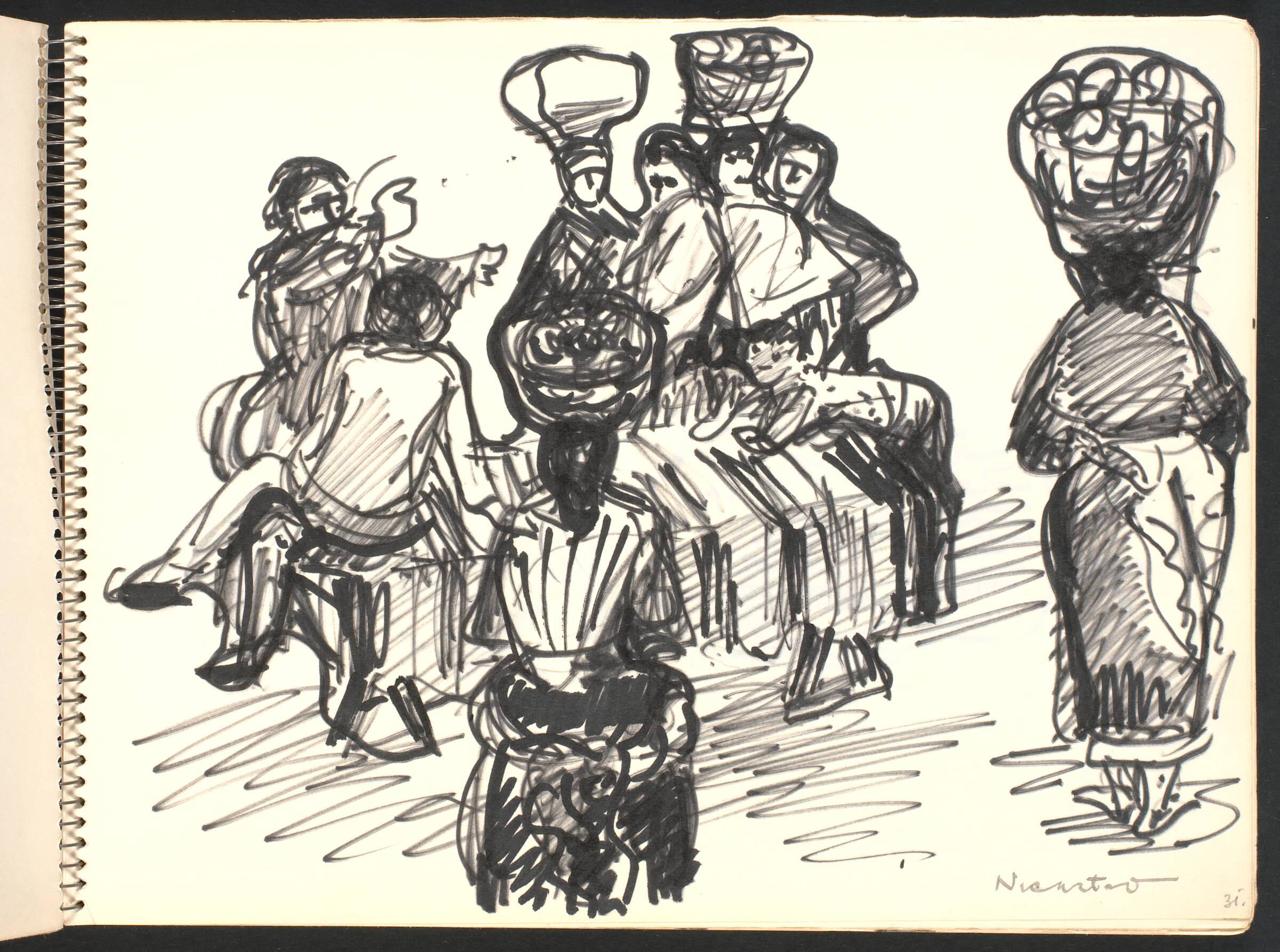 Gadescene med stor forsamling af kvinder, Gottfred Eickhoff, 1952