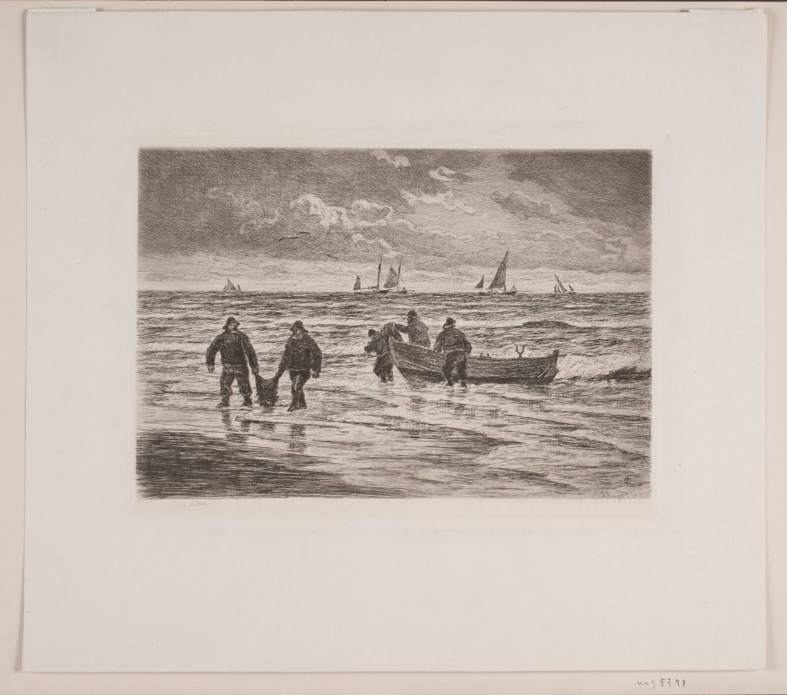 Fangsten bæres i land, Carl Locher, 1903