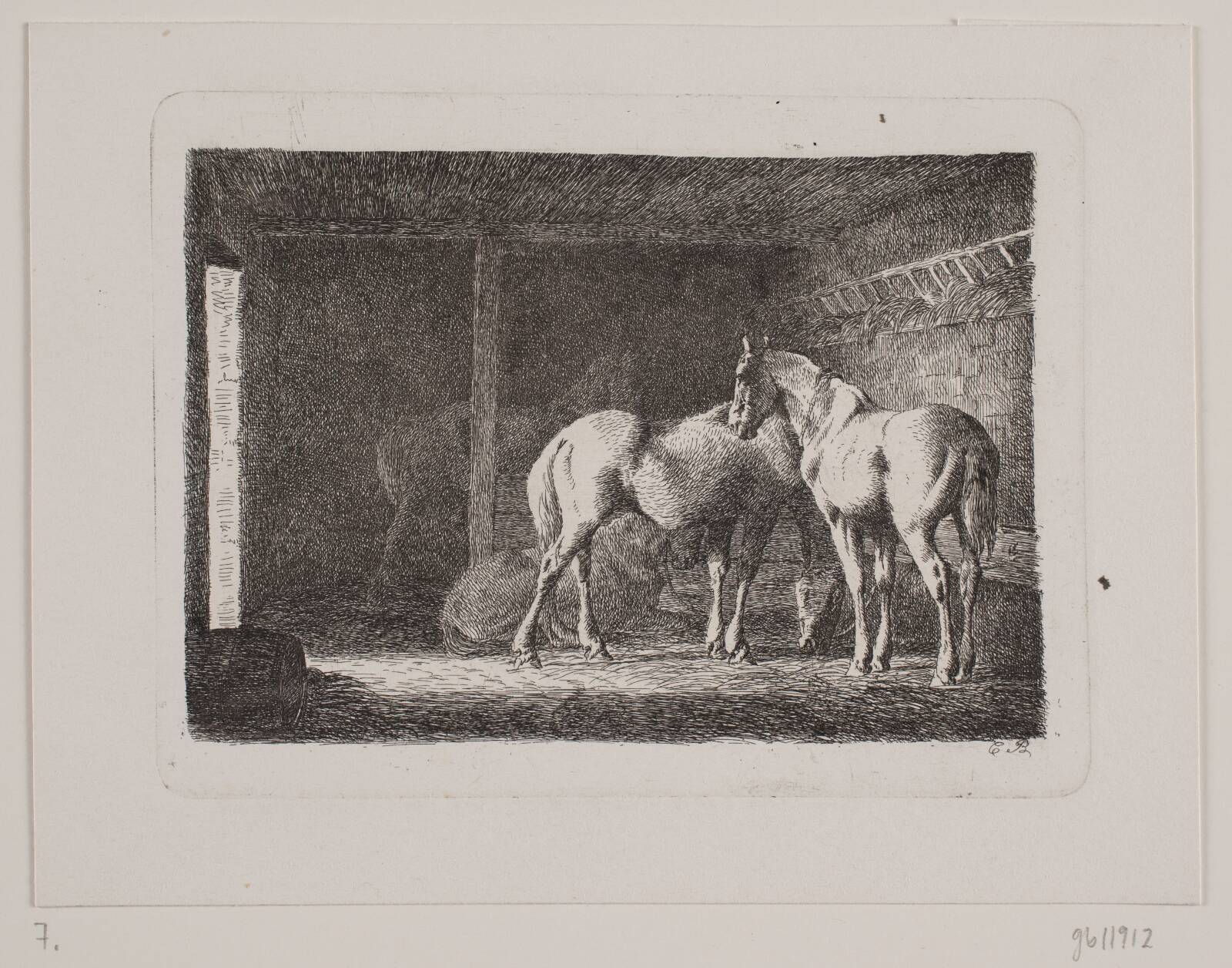 En hestestald, Carl Frederik Bartsch, 1852