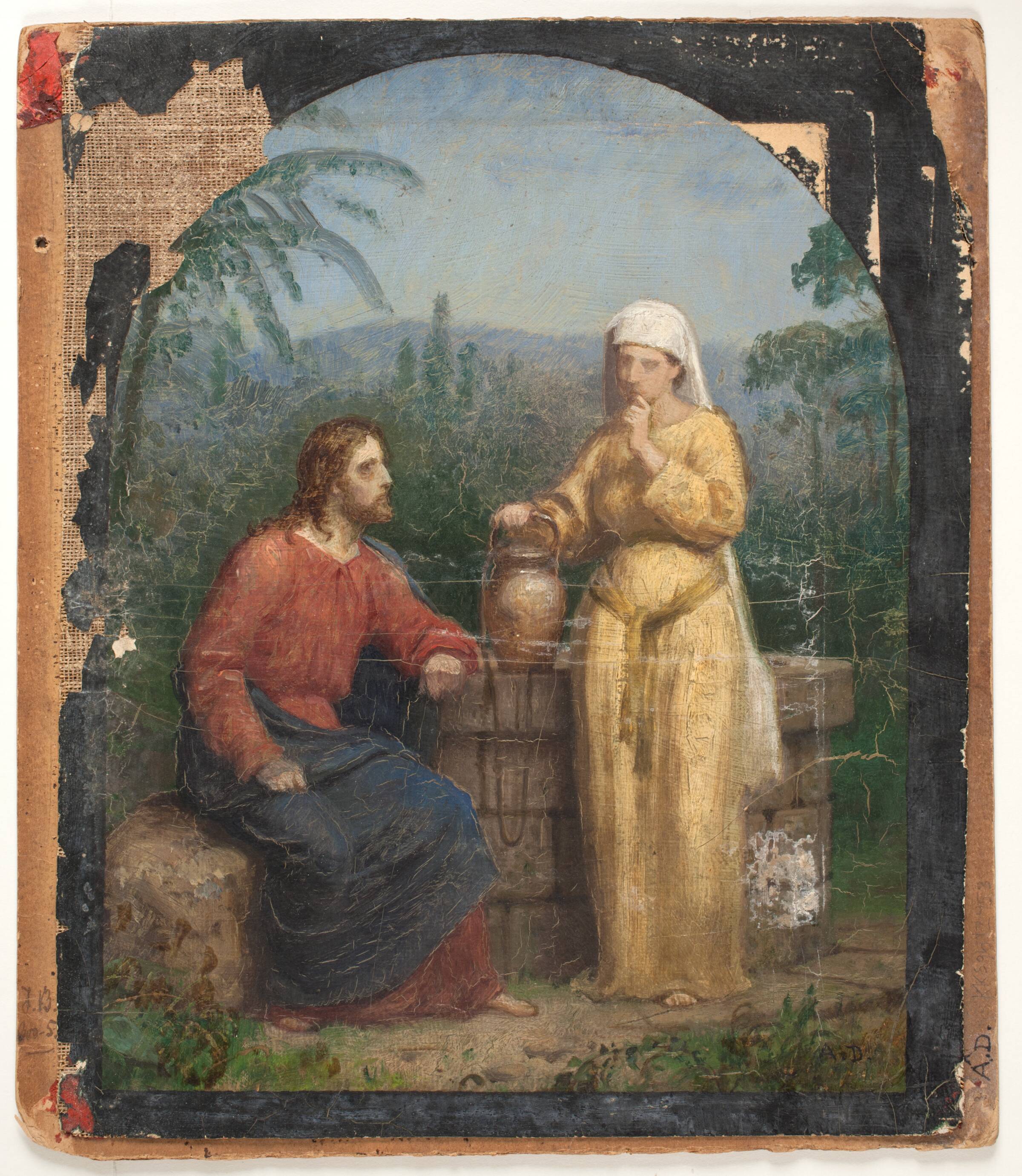 Olieskitse til Jesus og Samaritanerinden ved brønden, A. Dorph, 1888-1892