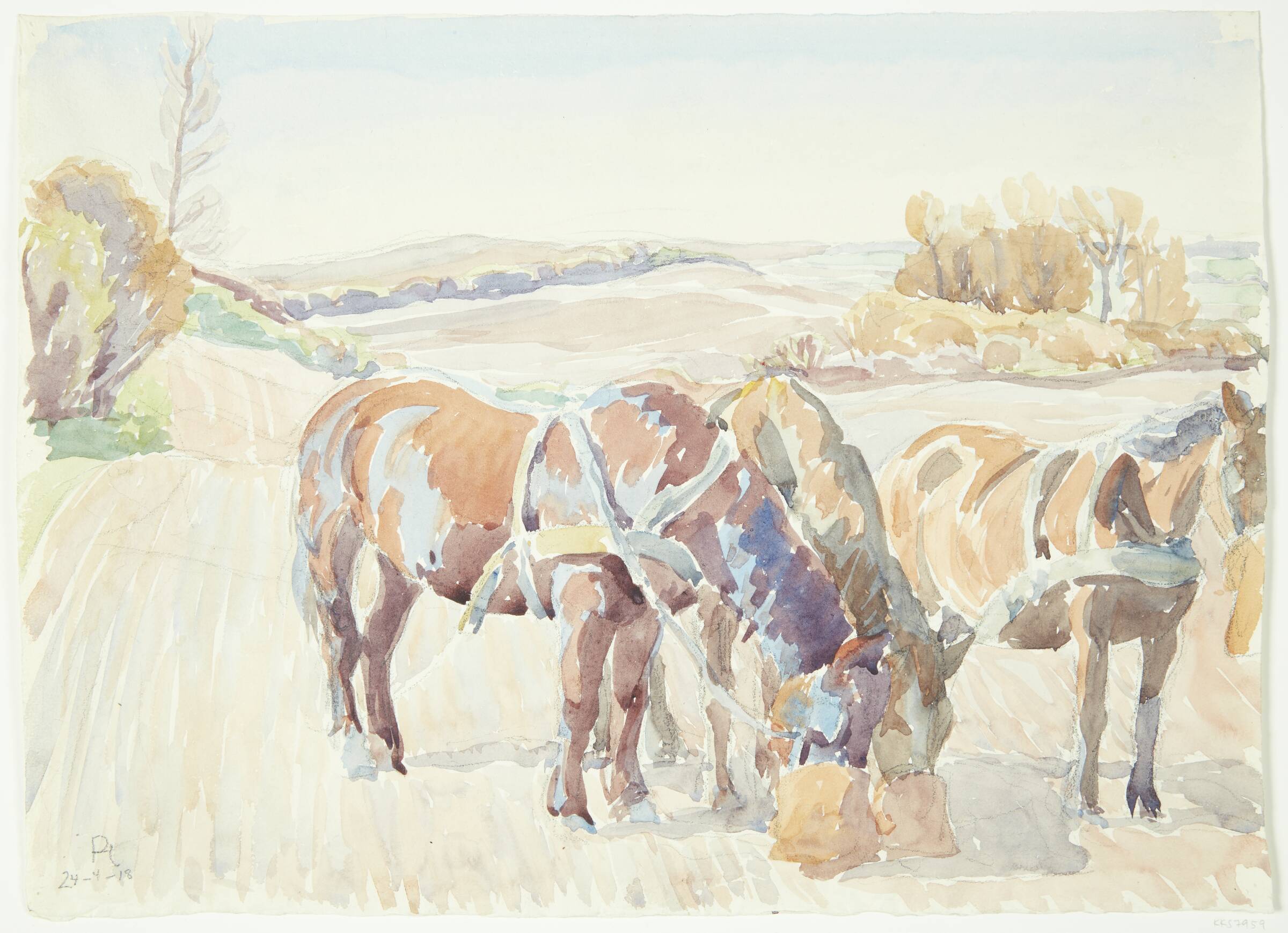 Heste på marken, Peter Hansen, 1918