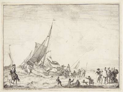 Sejlbåd, der står ud fra en hollandsk strand
