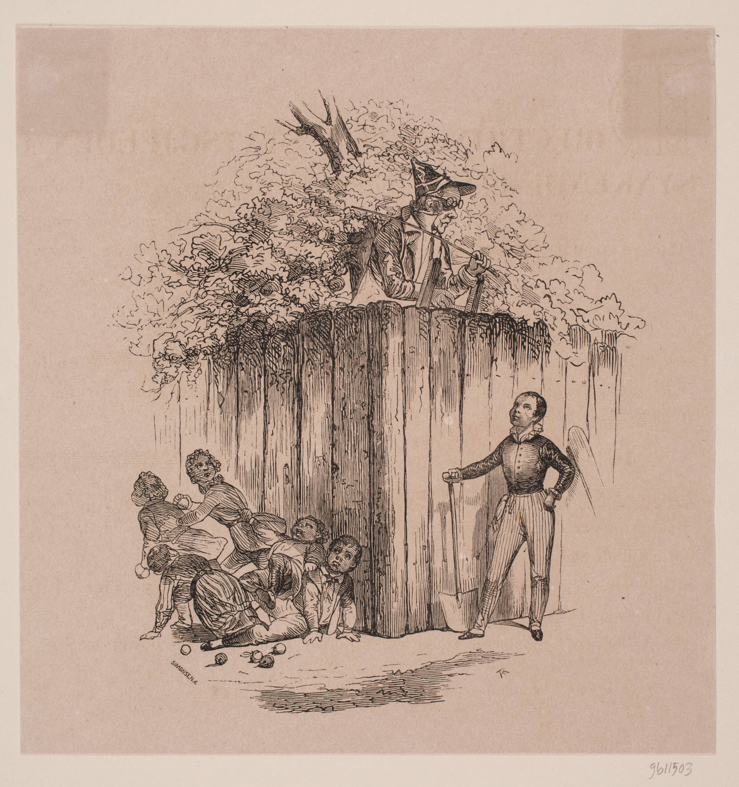 Børn der stjæler æbler, Axel Theodor Kittendorff, 1846