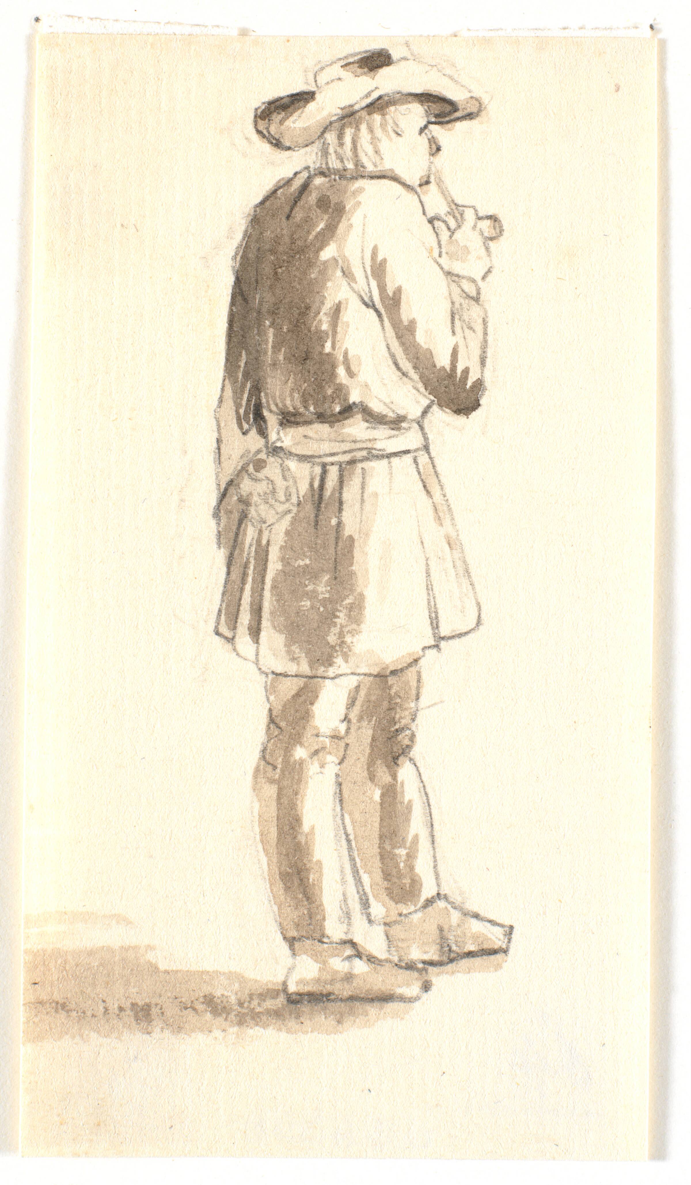 Stående piberygende mand, Wilhelm Bendz, 1820-1832