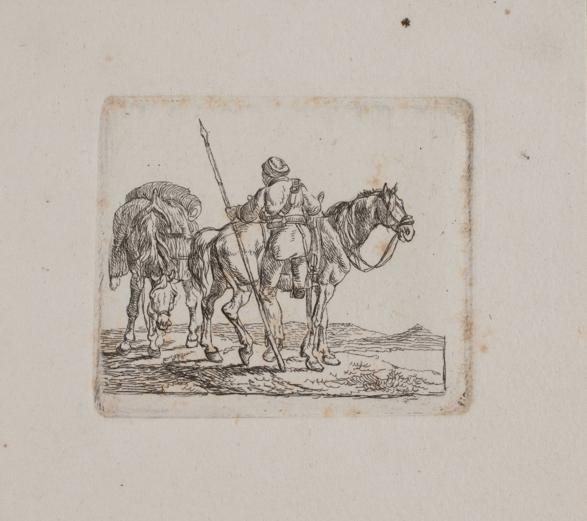 En kosak, der stiger til hest, Christian David Gebauer, 1813