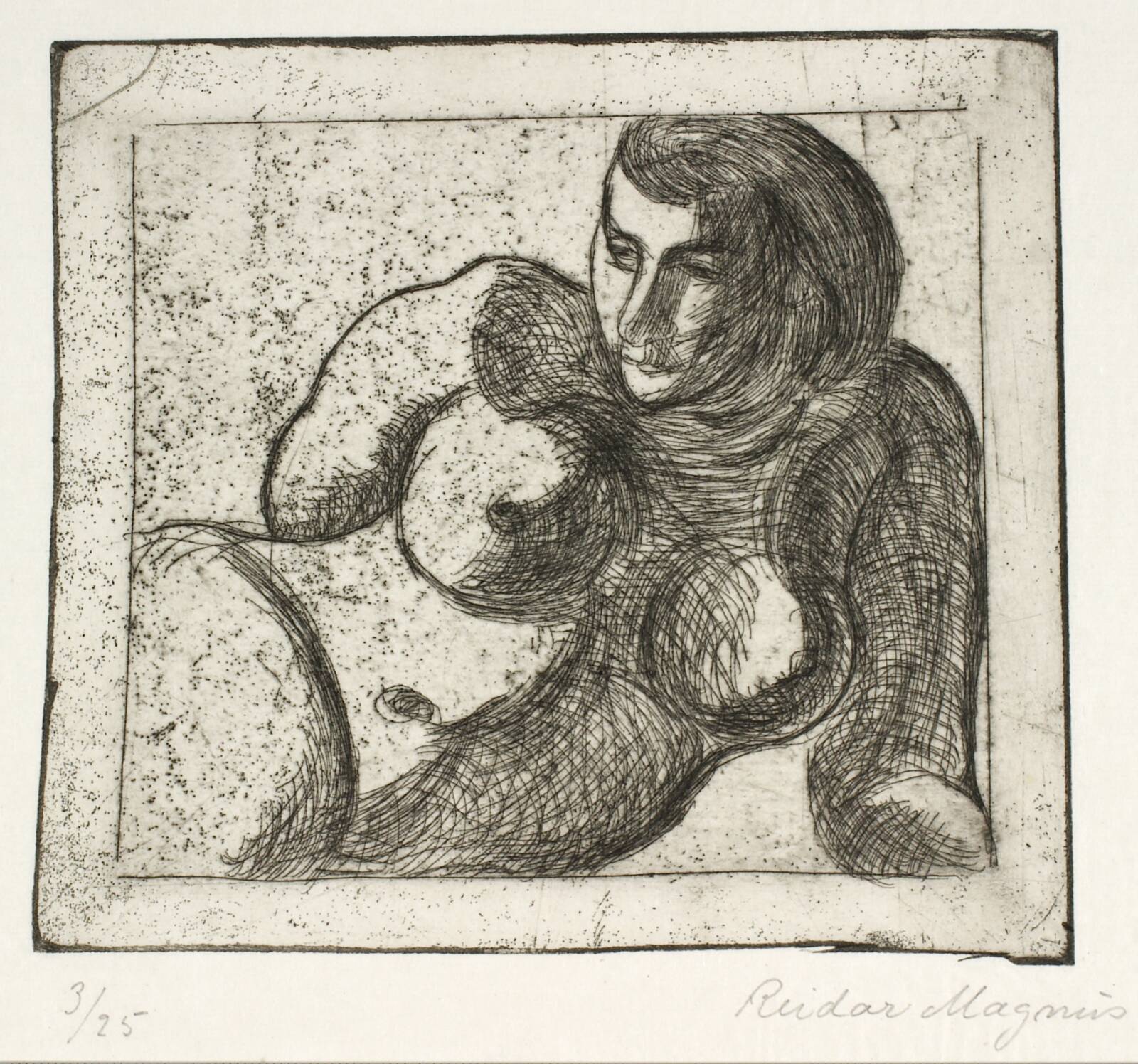 Kvindelig model, liggende, torso, Reidar Magnus, 1938