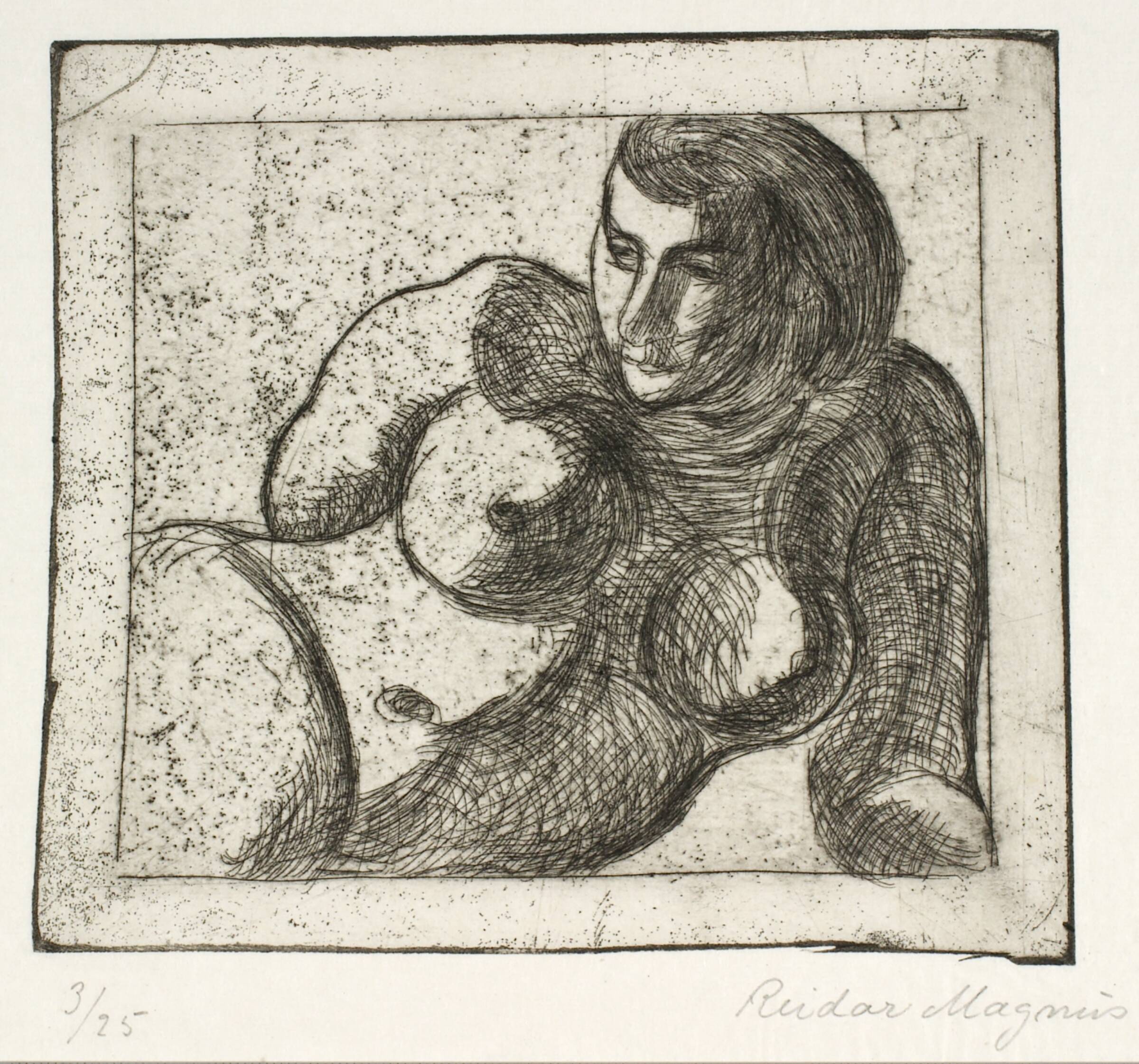 Kvindelig model, liggende, torso, Reidar Magnus, 1938