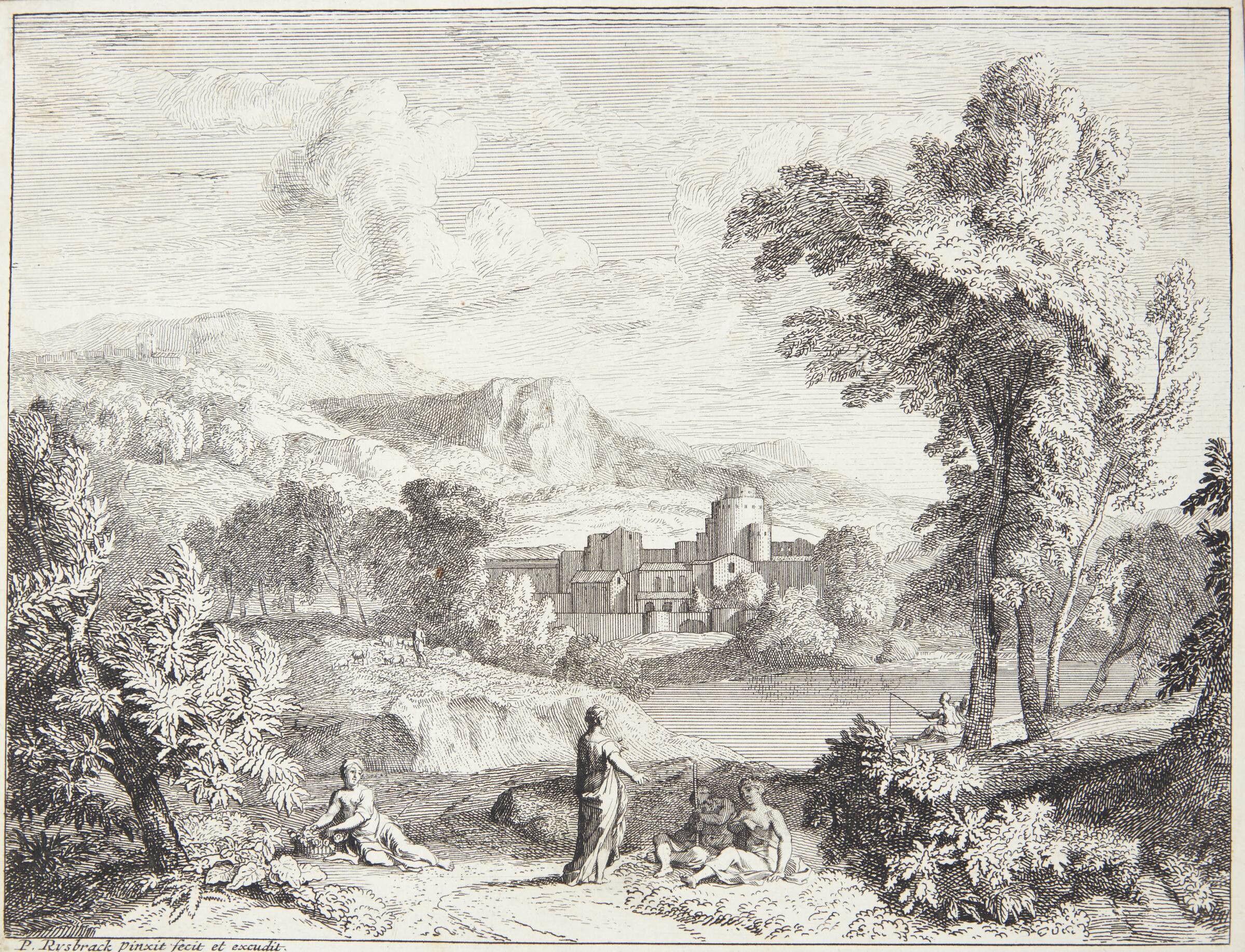 Mennesker ved en flod, Pieter Rijsbraeck, 1655-1729