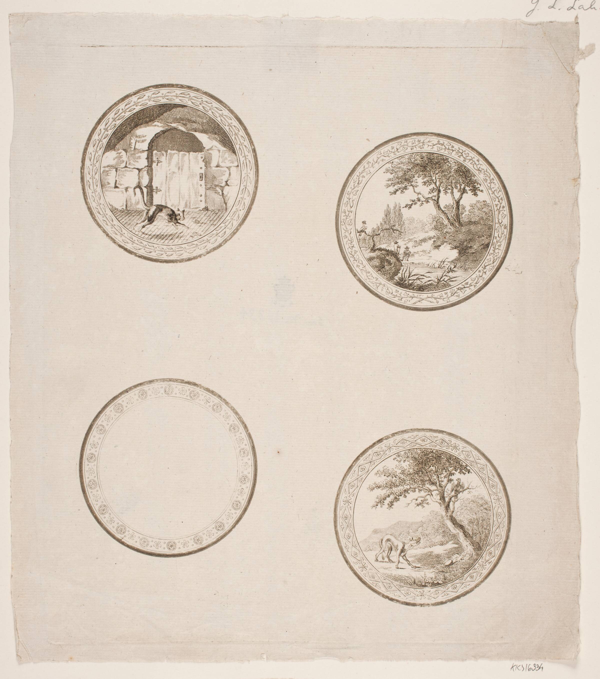 Fire vignetter til La Fontaines fabler, Gerhard Ludvig Lahde, 1765-1833