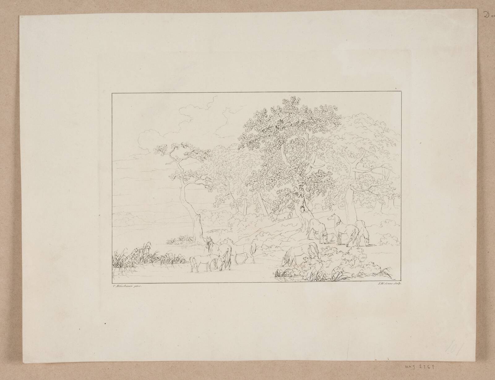 Heste ved en Sø, by Jørgen V. Sonne, 1826