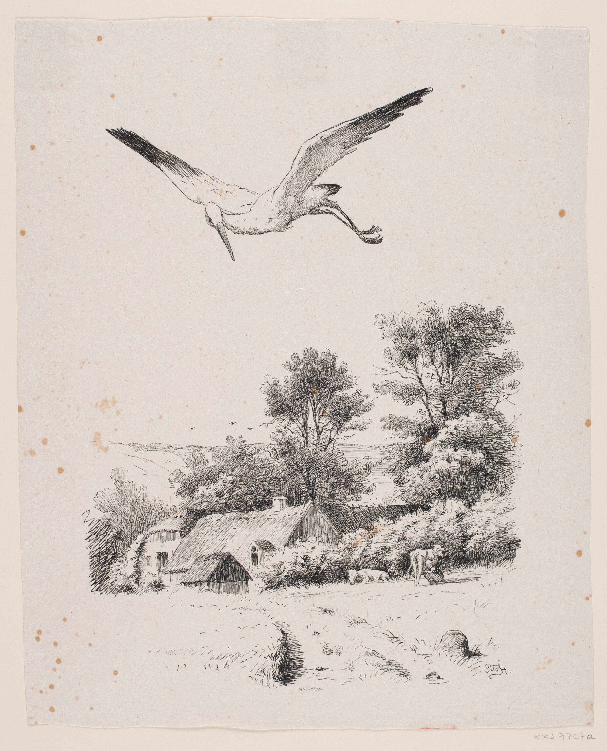 Illustration til Christian Winther, "Chresten og Lene", Waldemar Bøhme, 1889-1926