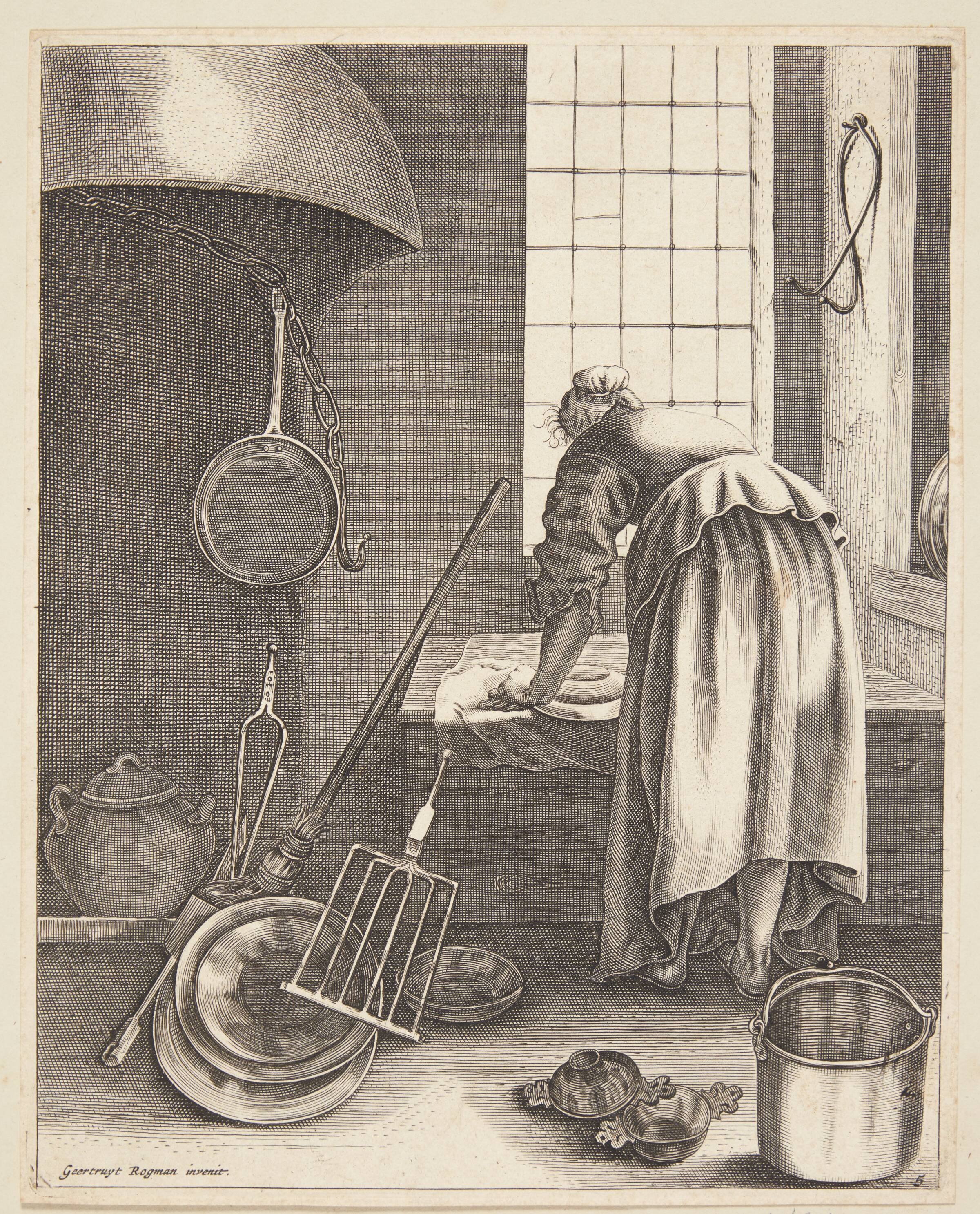 En kvinde, der gør rent, Geertruyt Roghman, 1640-1647