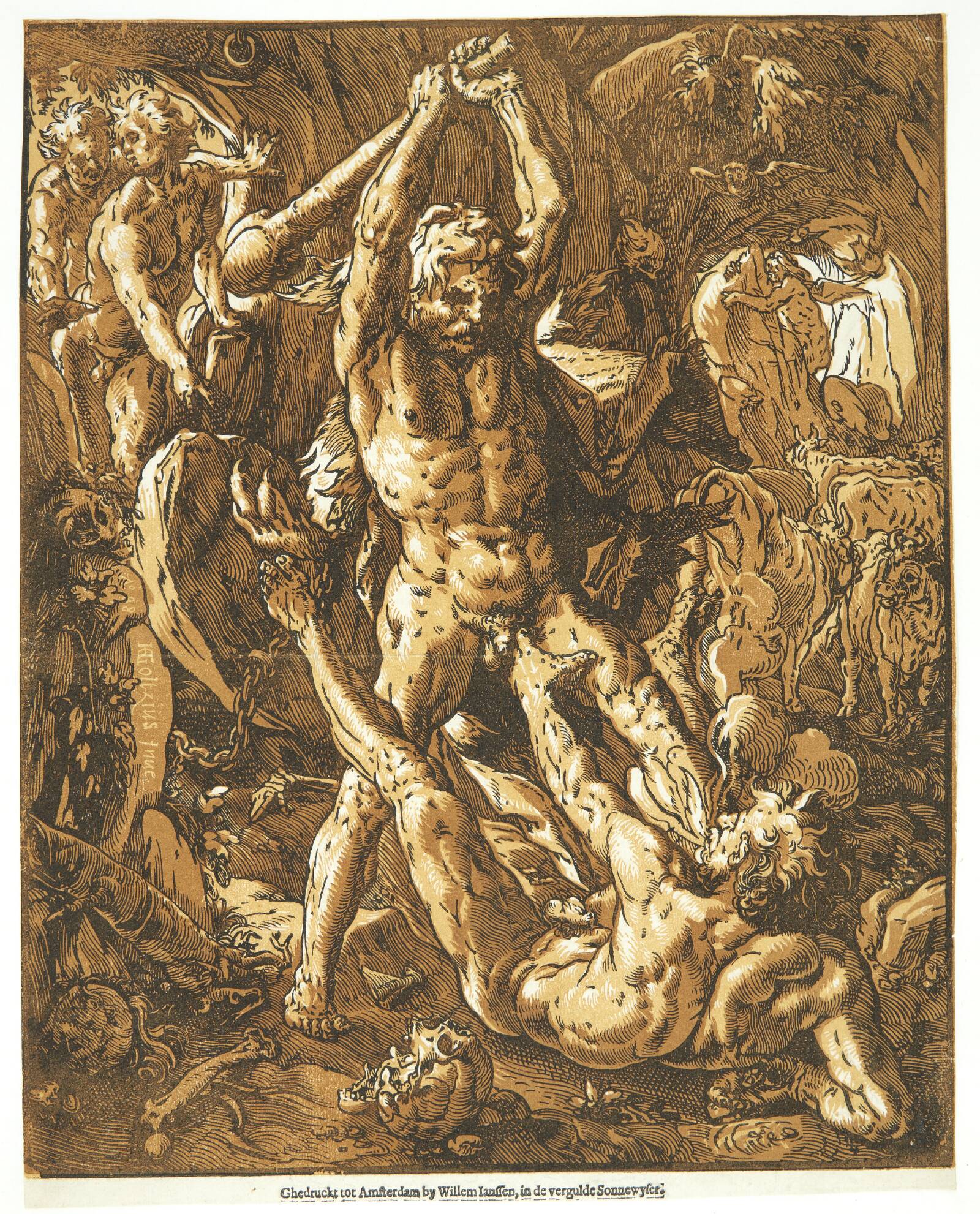Herkules dræber Cacus, Hendrick Goltzius, 1588