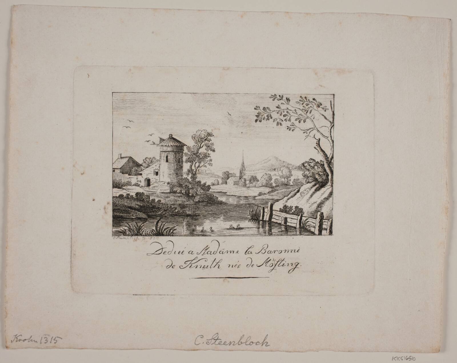 Landskab med flod, C. Steenbloch, 1800