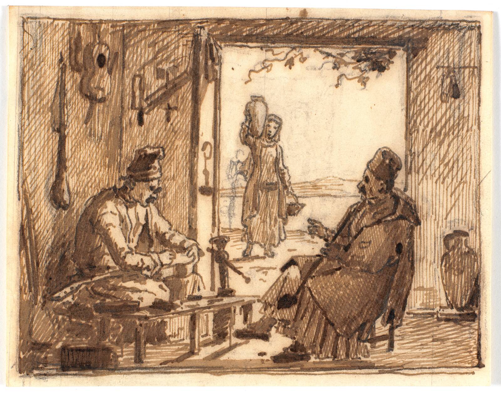 Værkstedsscene, Martinus Rørbye, 1836