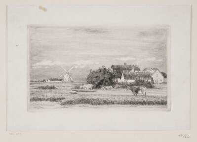 Landskab med bondegård og mølle