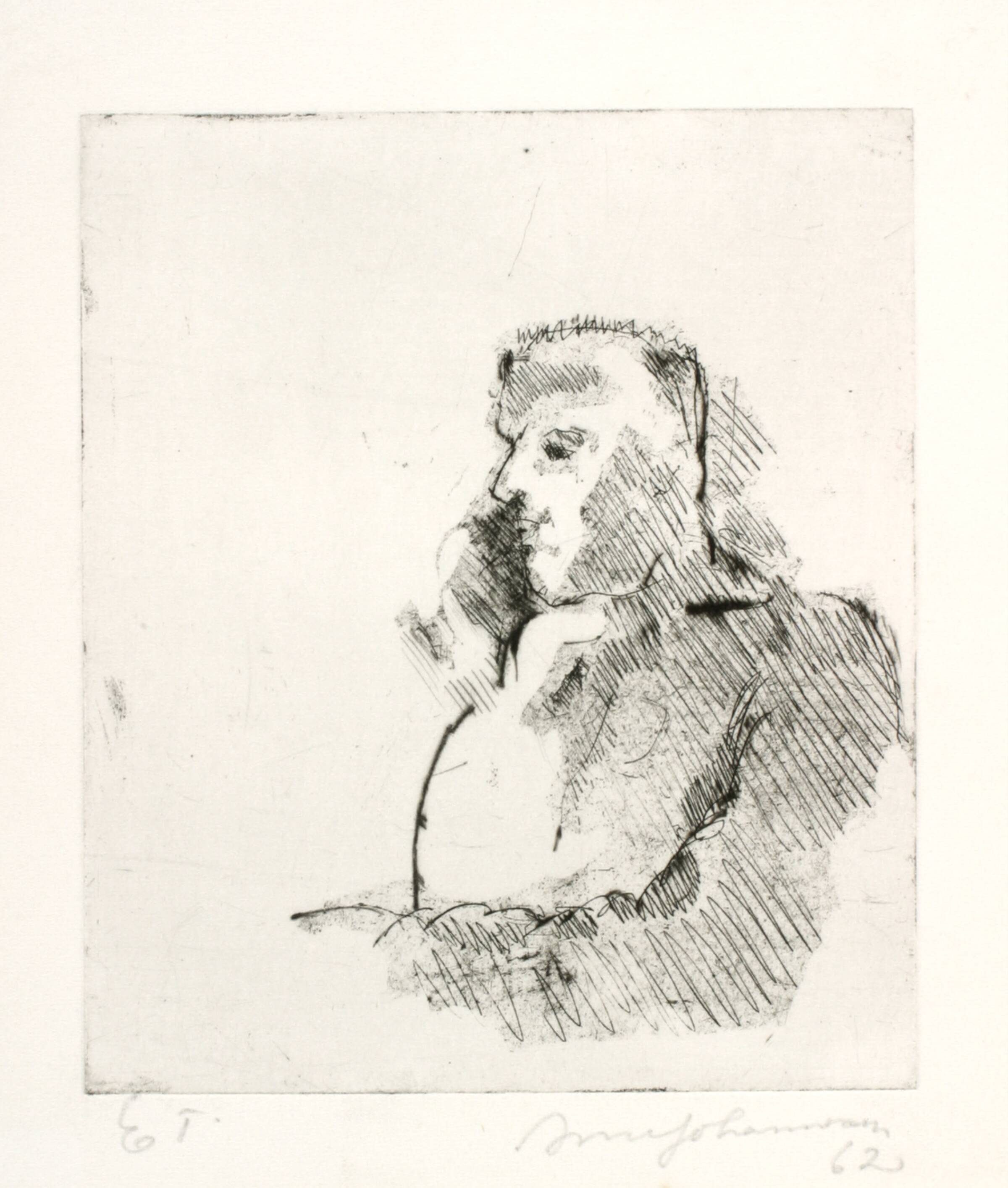 Portræt af komponisten F. Poulenc, Arne Johannessen, 1962