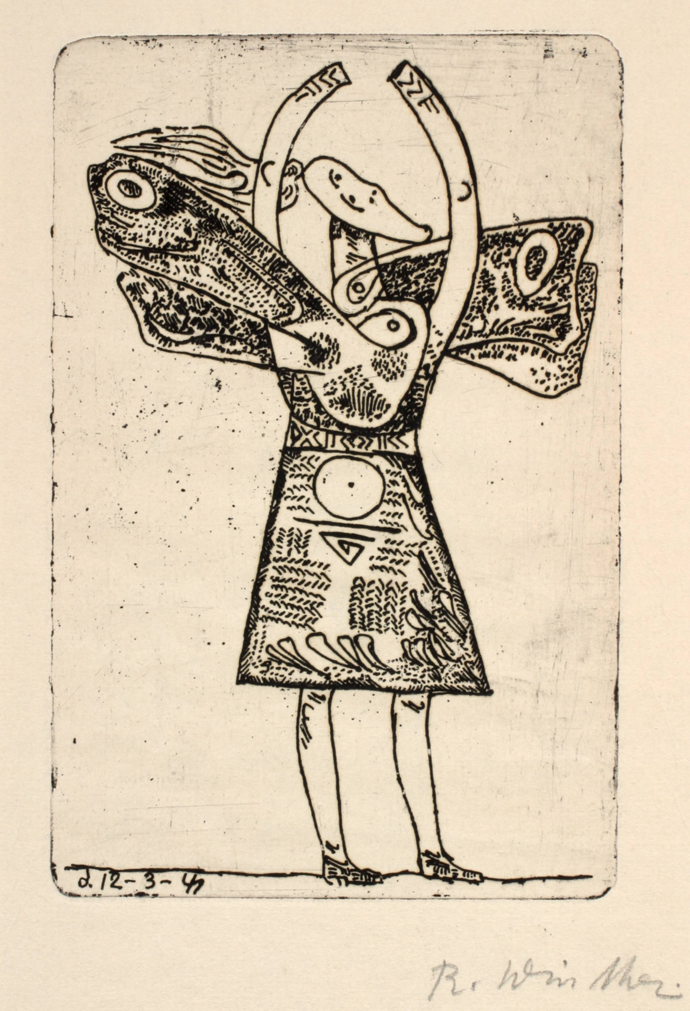 Stående kvinde med sommerfuglevinger, Richard Winther, 1947