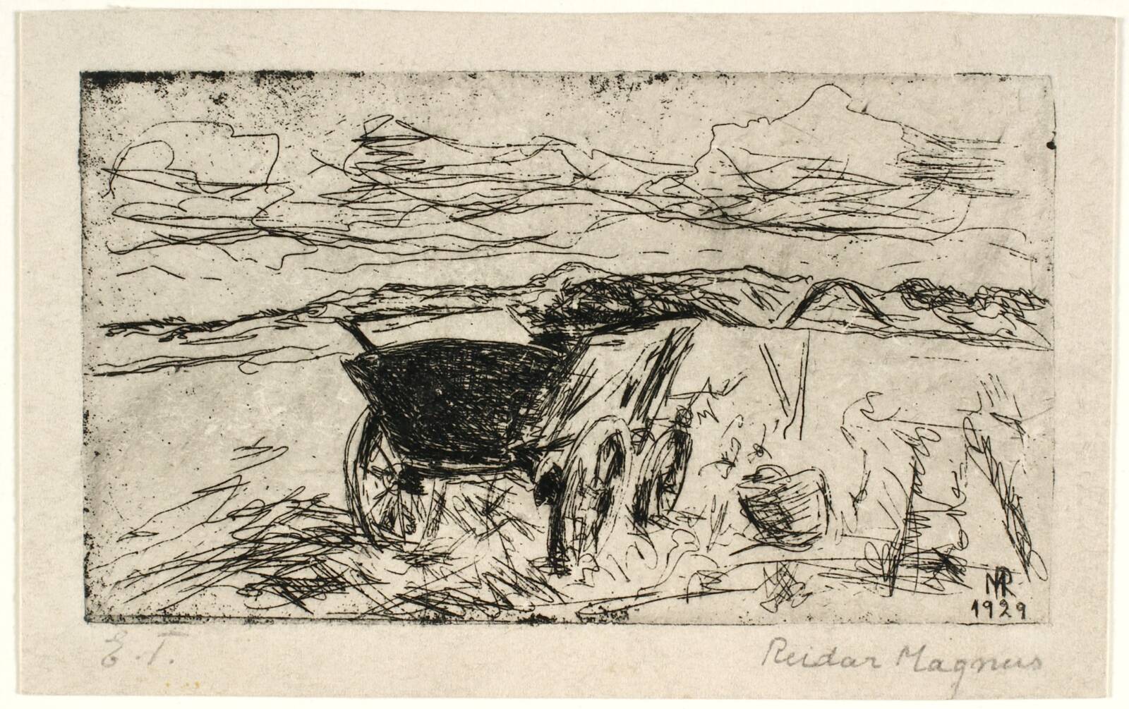 Høstvogn i landskab, Reidar Magnus, 1929