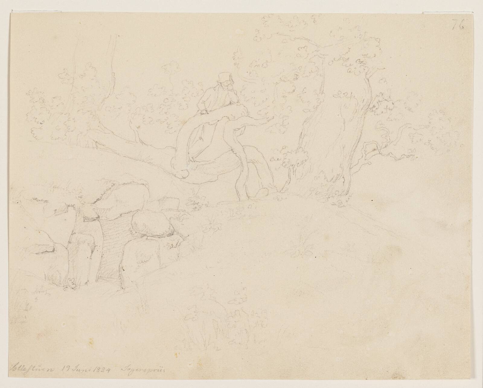 Jættestue i Jægerspris, Albert Küchler, 1824