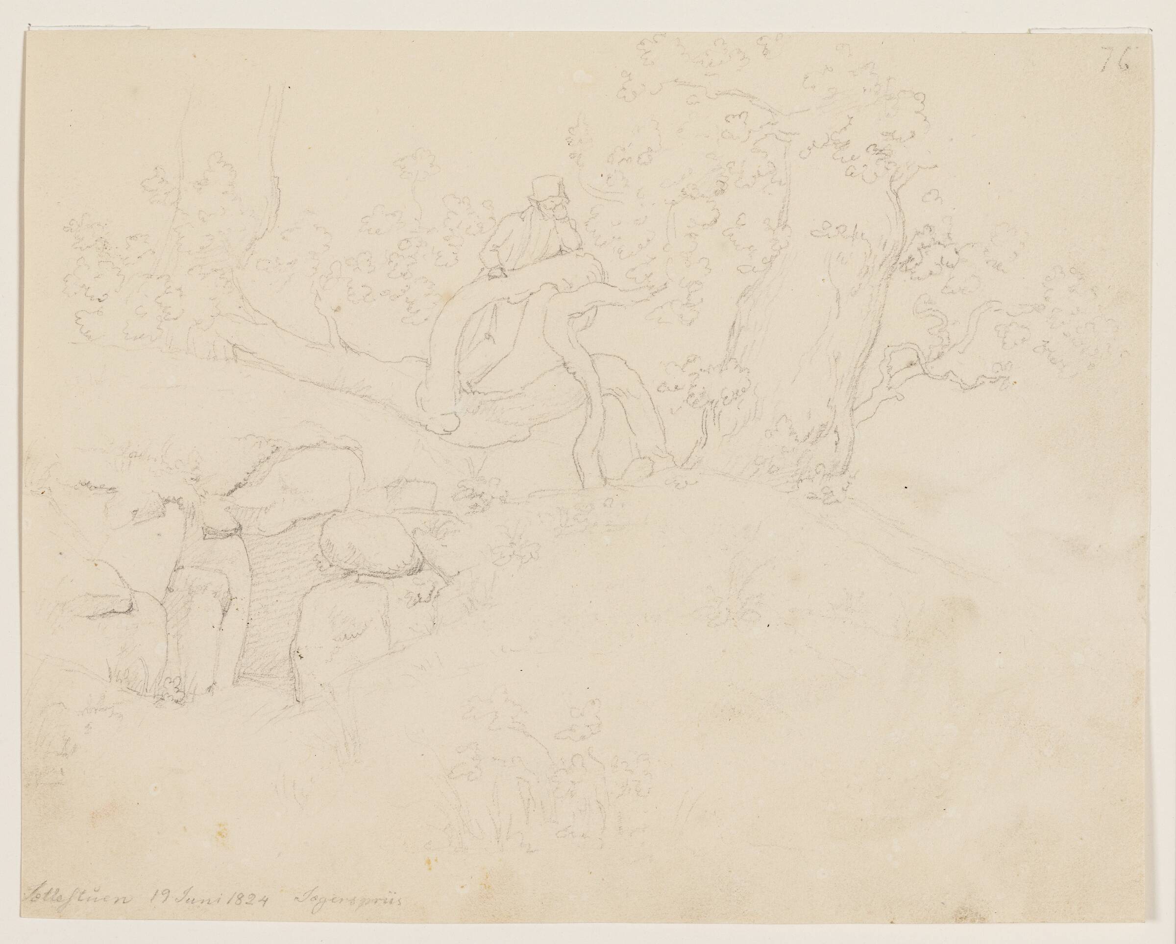 Jættestue i Jægerspris, Albert Küchler, 1824