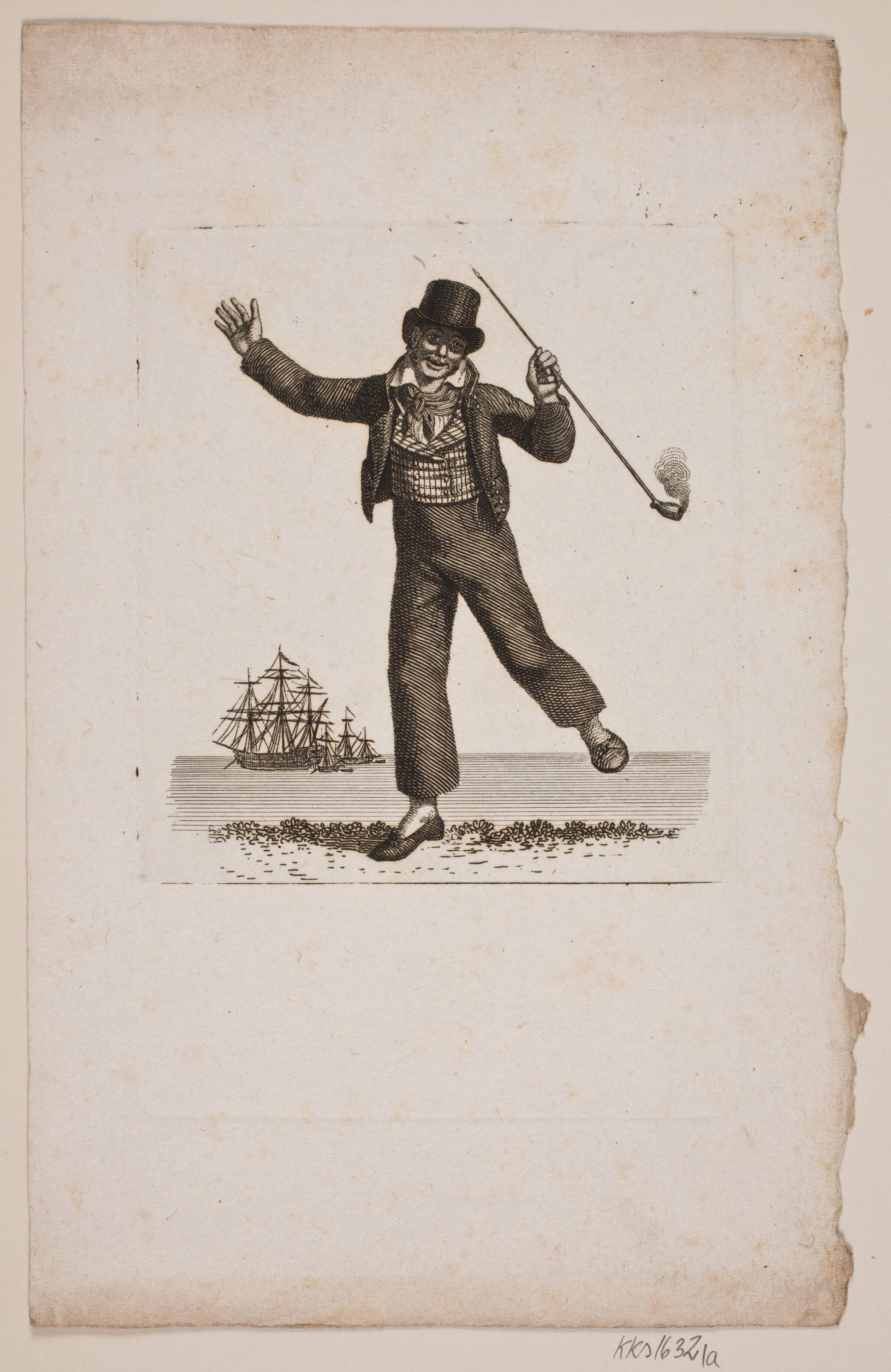 Dansende sømand med pibe, Gerhard Ludvig Lahde, 1765-1833