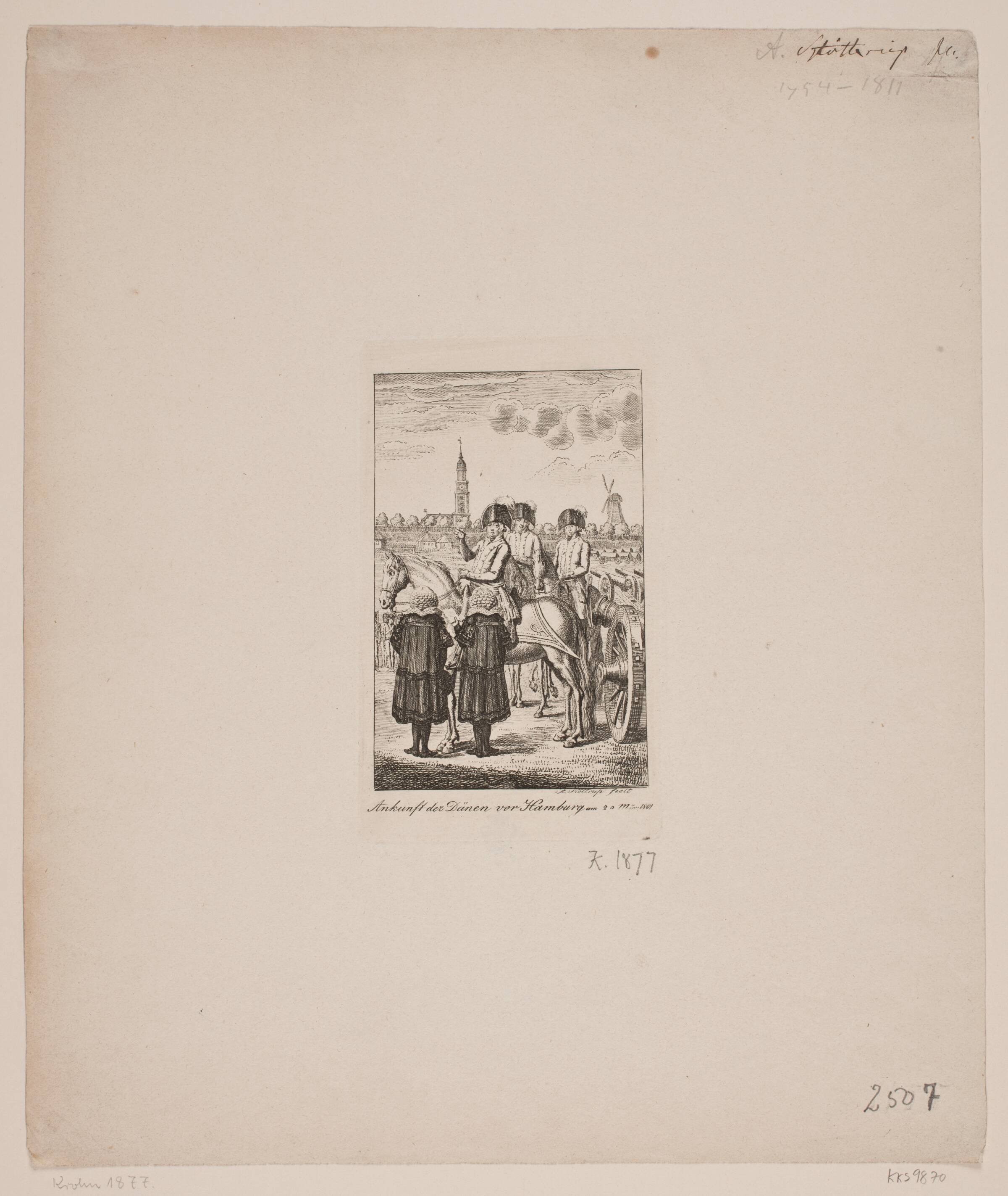 "Ankunft den Dänen von Hamburg am 20. März 1801", Andreas Støttrup, 1754-1811