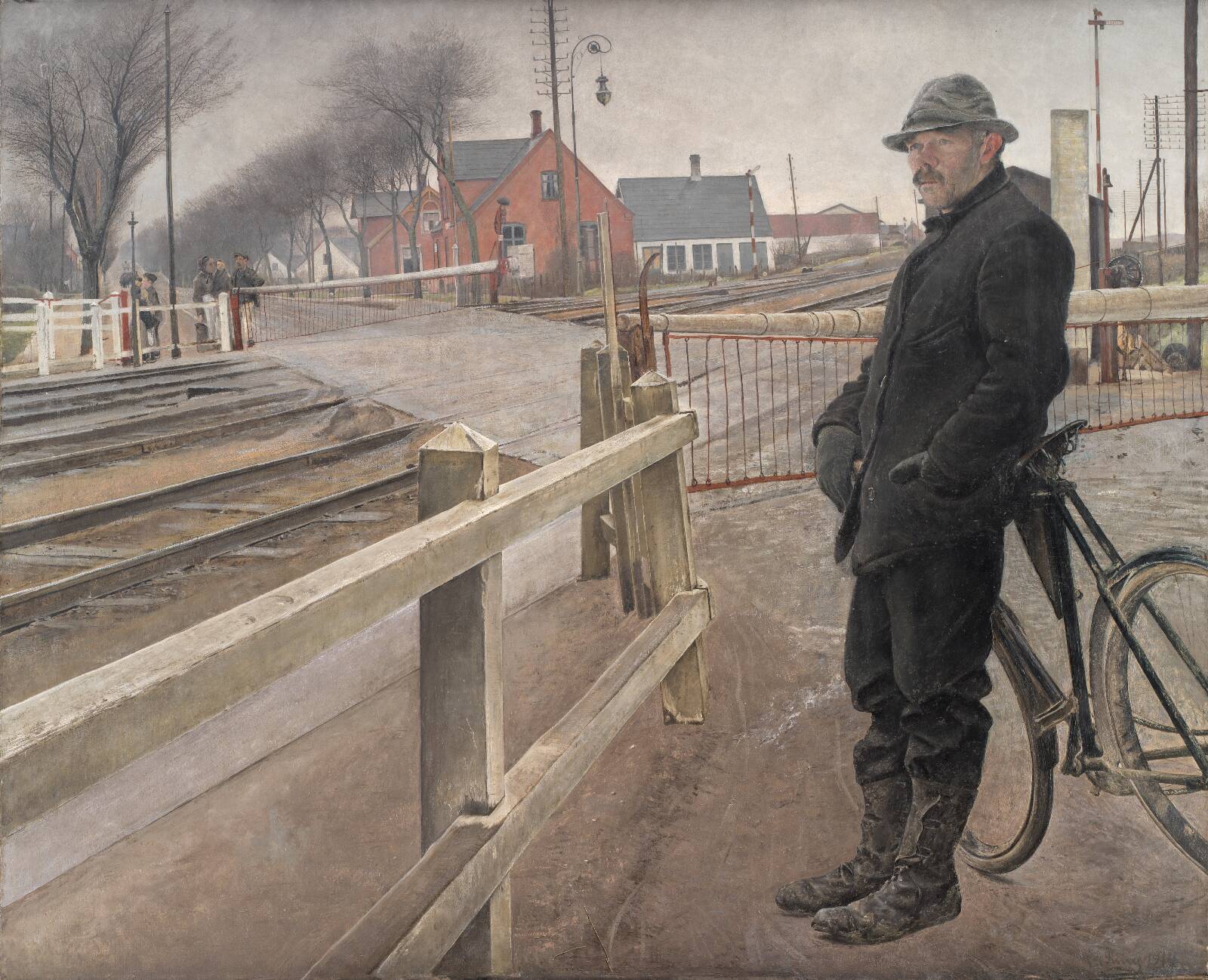 Waiting for the Train. Level Crossing by Roskilde Highway, by L.A. Ring, 1914