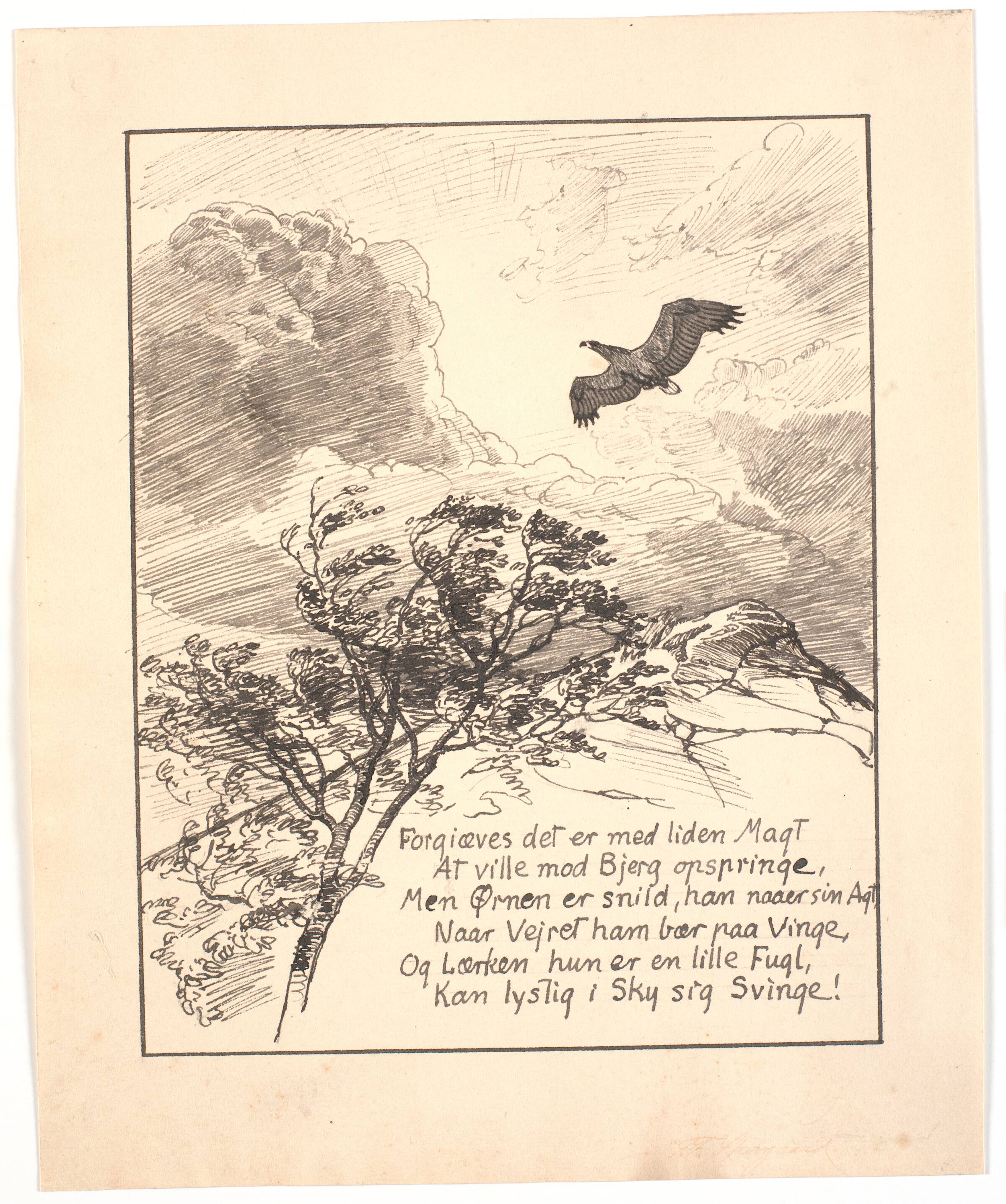 Flyvende ørn over bjergtinde, Joakim Skovgaard, 1885-1886