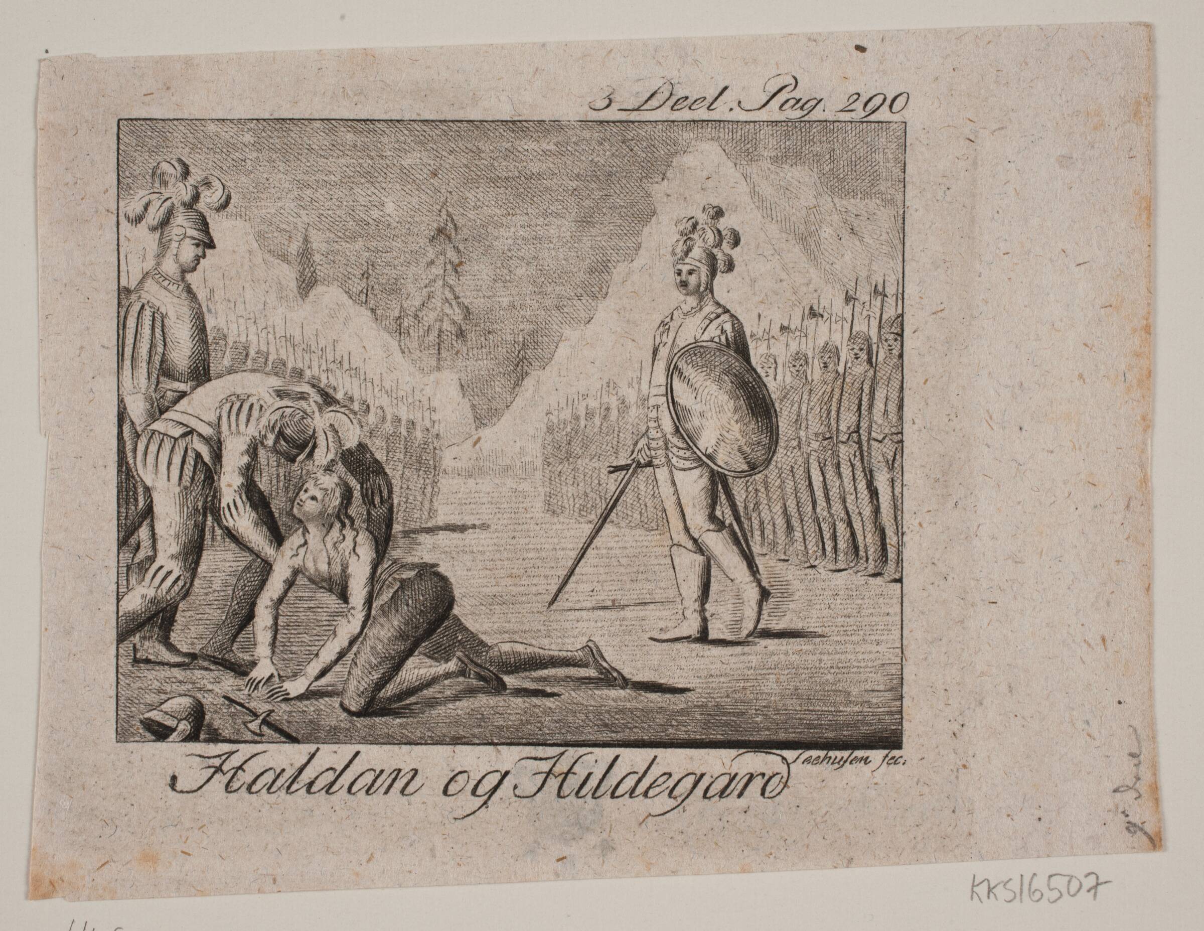 Vignet. Haldan og Hildegard, Johan Christoph Seehusen, 1788-1799
