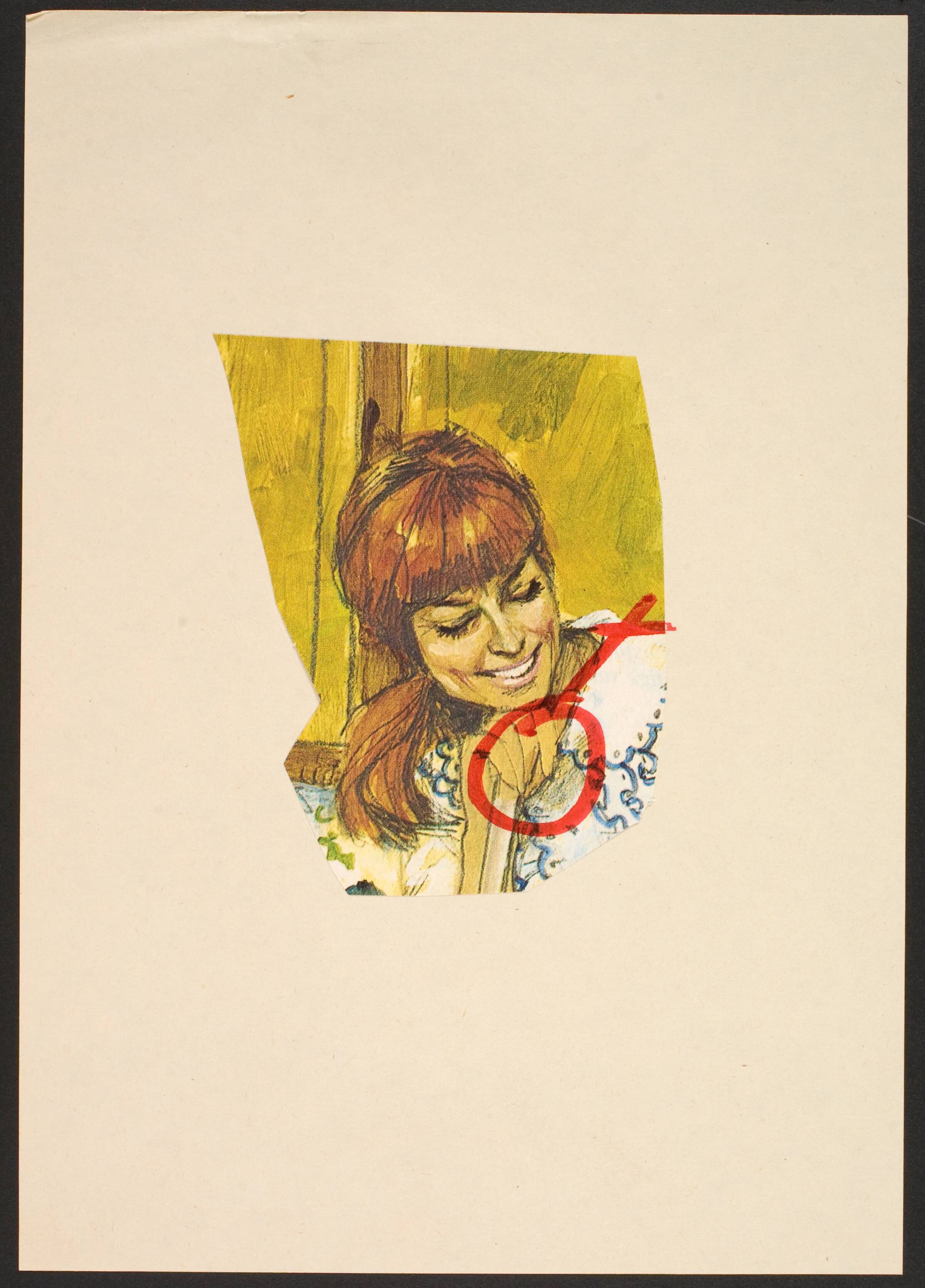 Udklip på papir med kvindetegnet, Lene Adler Petersen, 1974