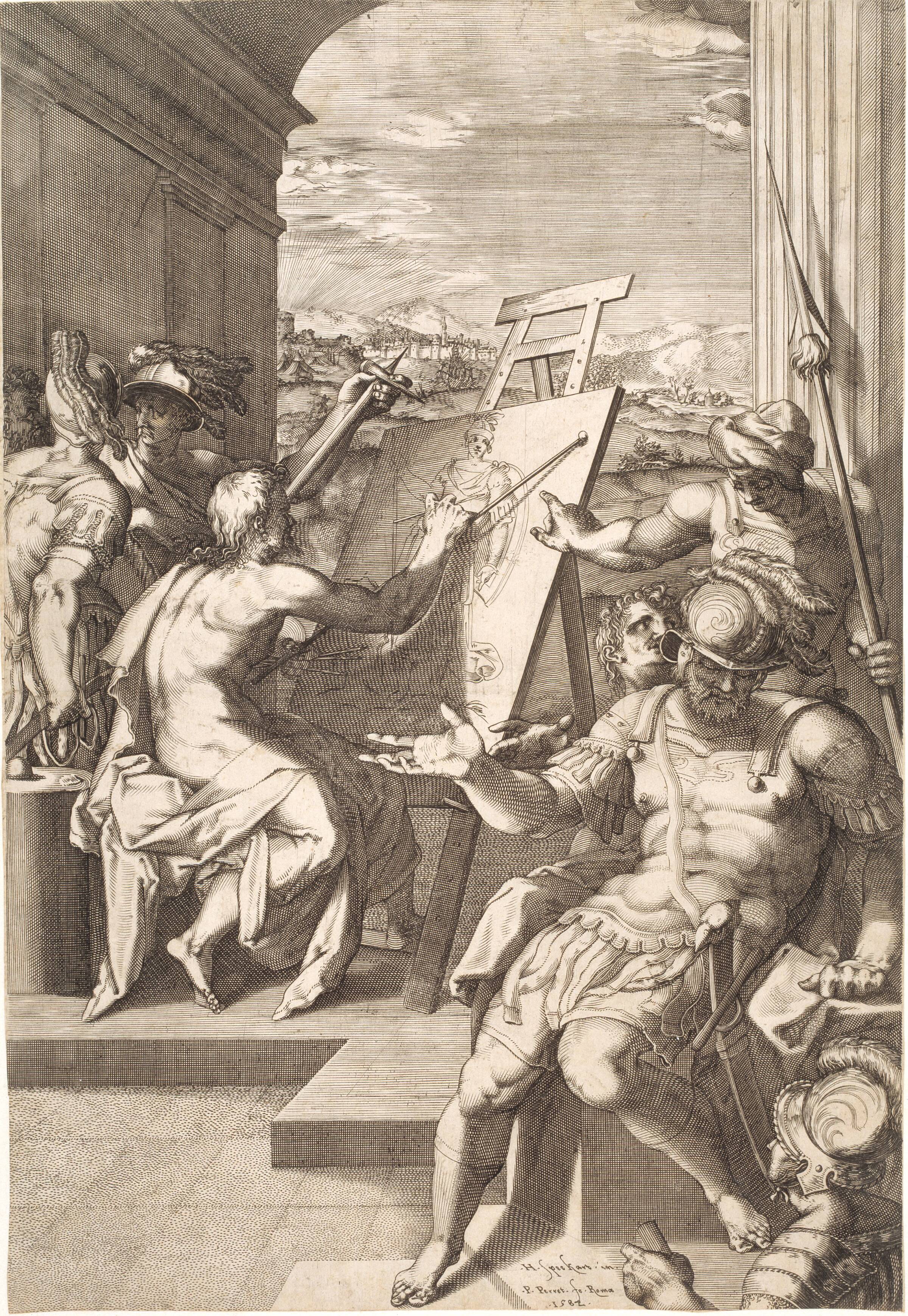 Allegori over malerkunsten (Pittura), Pieter Perret, 1582