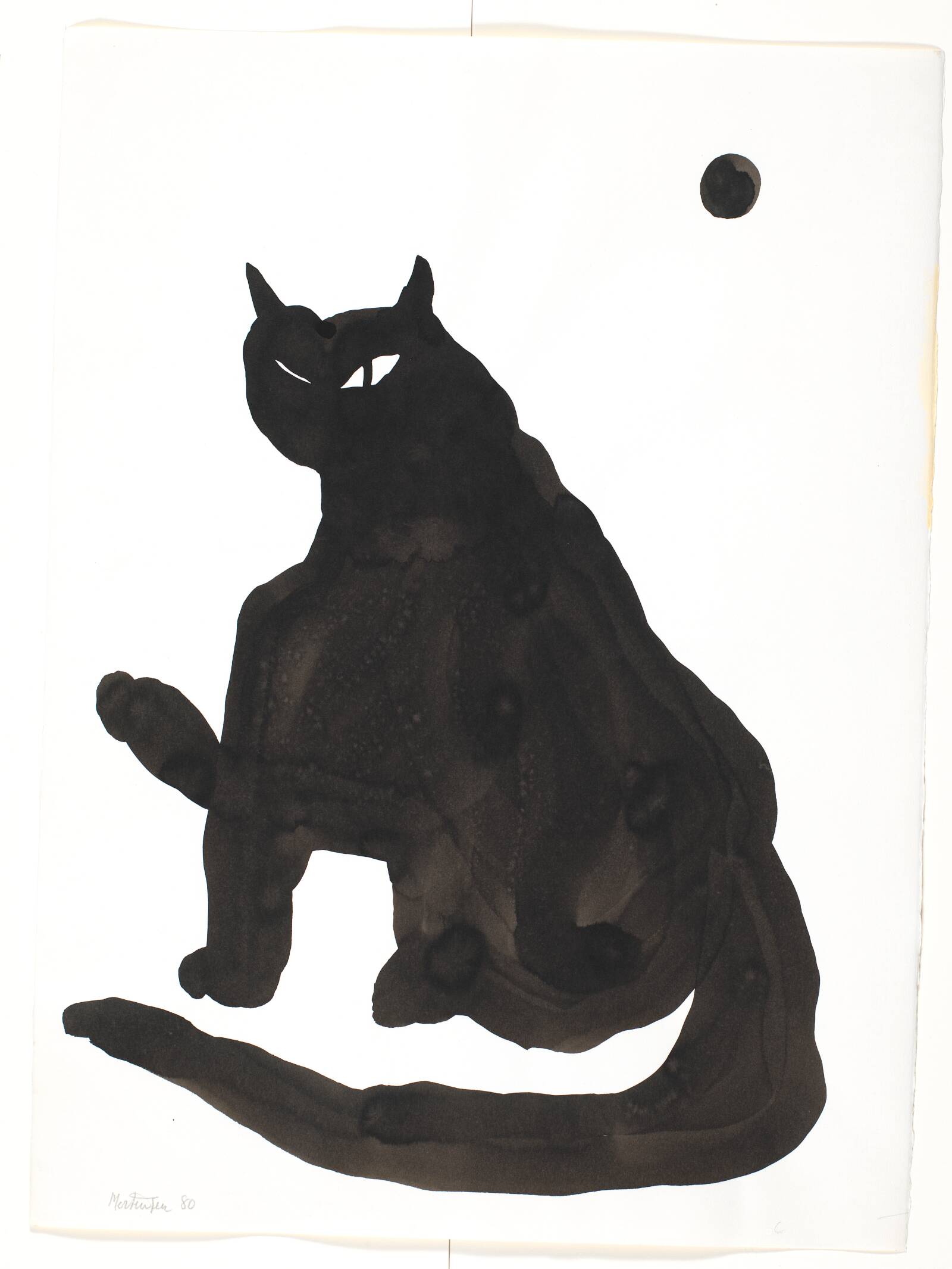 Siddende sort kat, Richard Mortensen, 1980