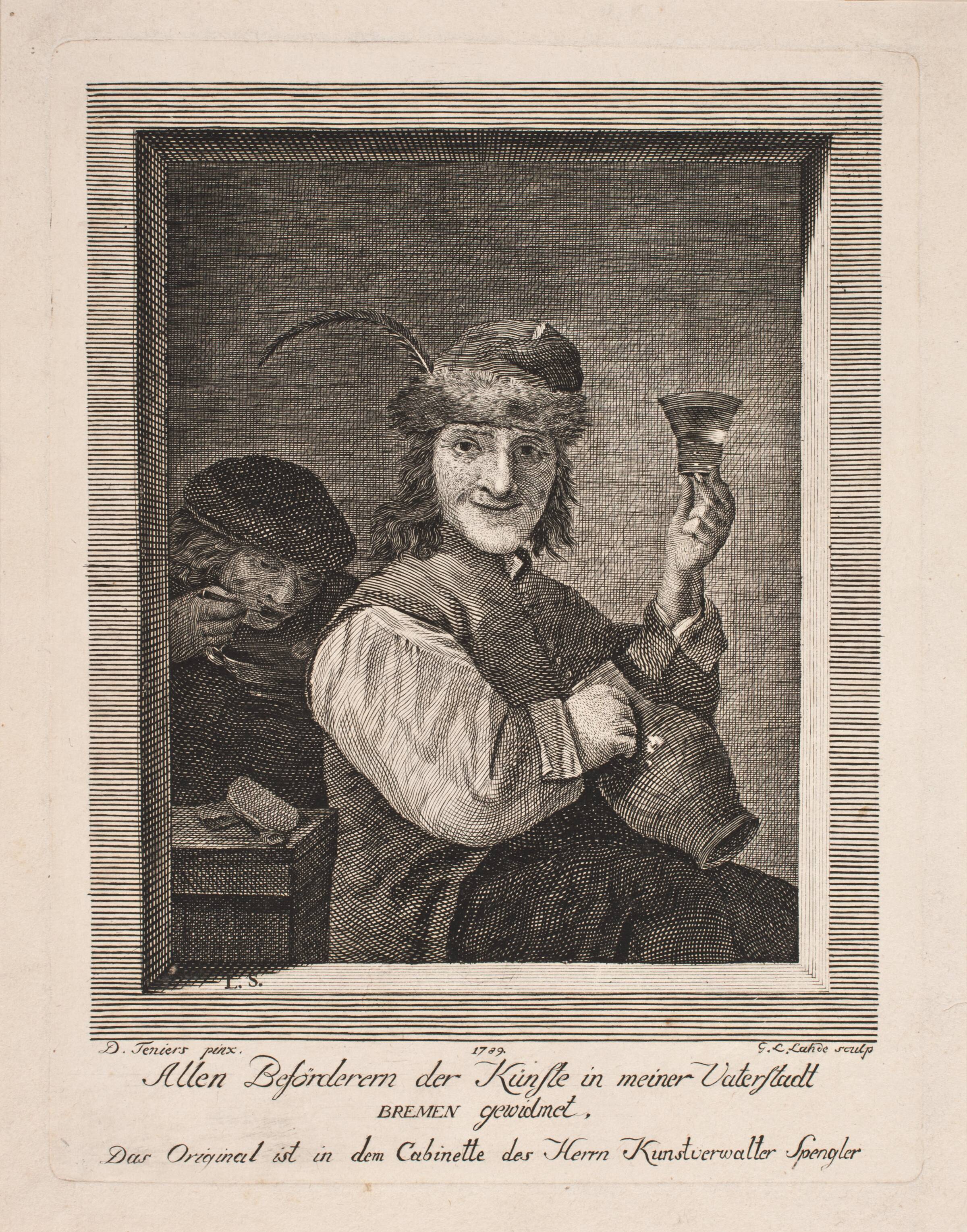 Bonde med kande og glas, Gerhard Ludvig Lahde, 1789