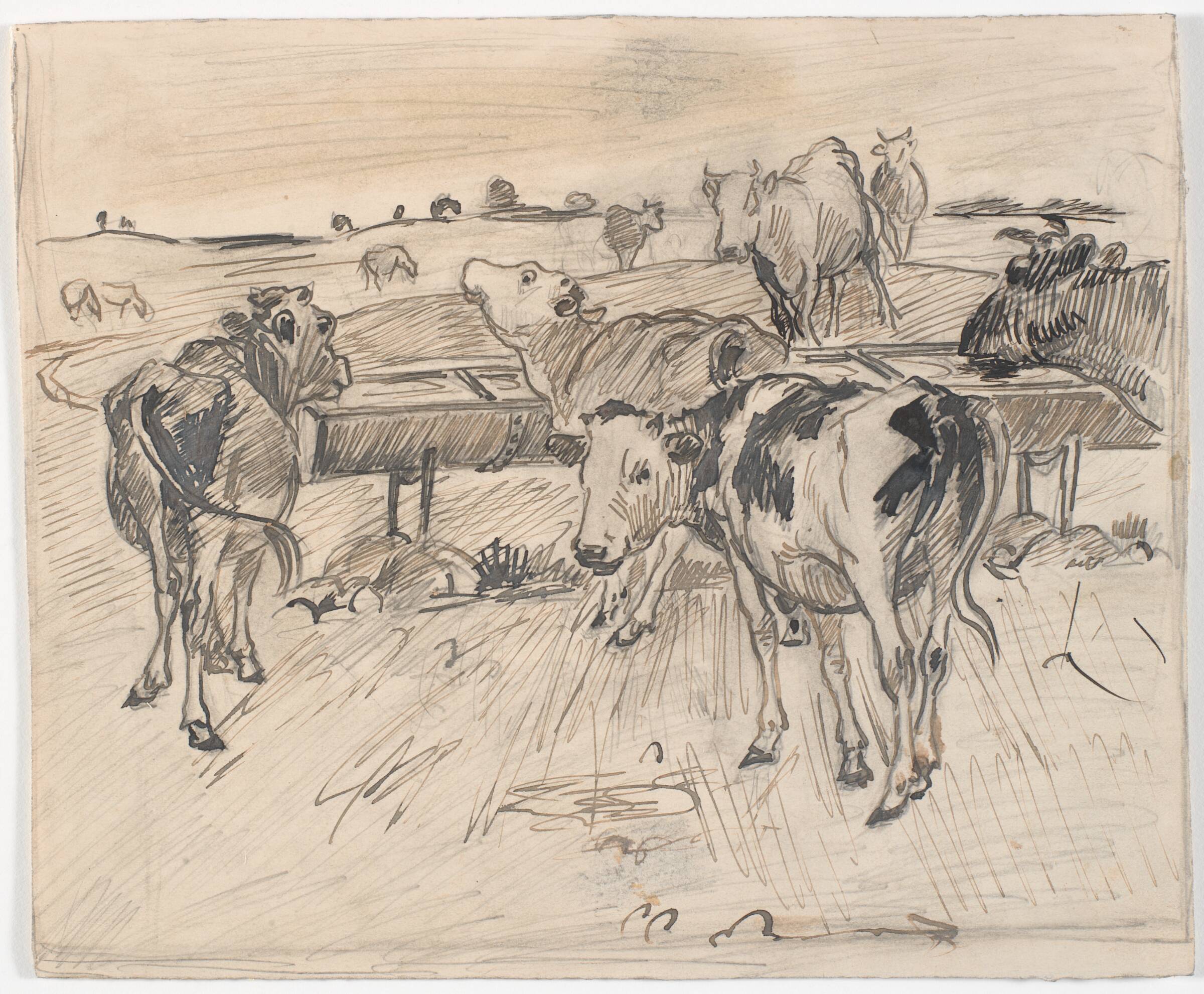 Kalve ved Gammelgårds brønd, Theodor Philipsen, 1891