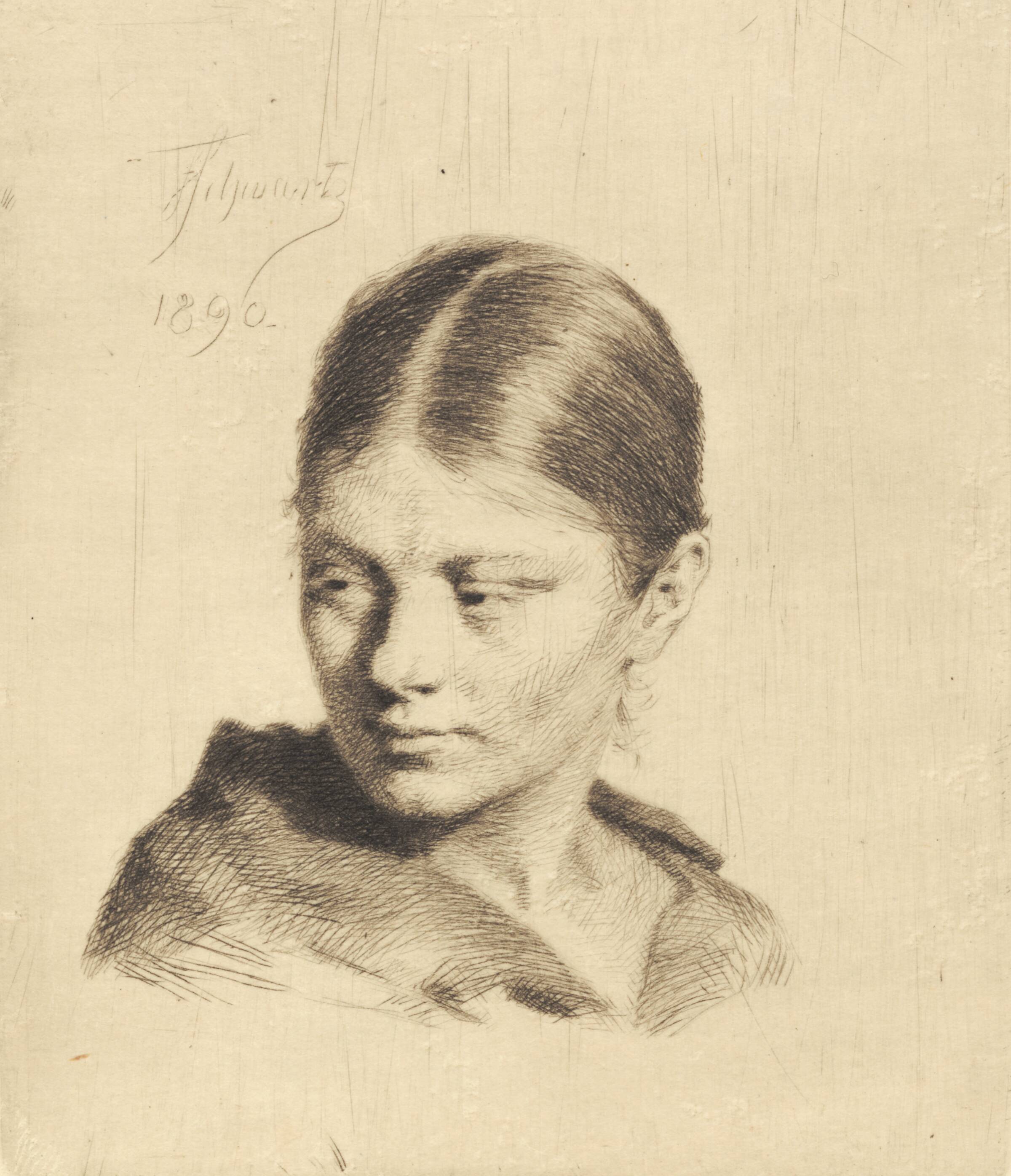 Ung pige, der ser til siden, Frans Schwartz, 1890