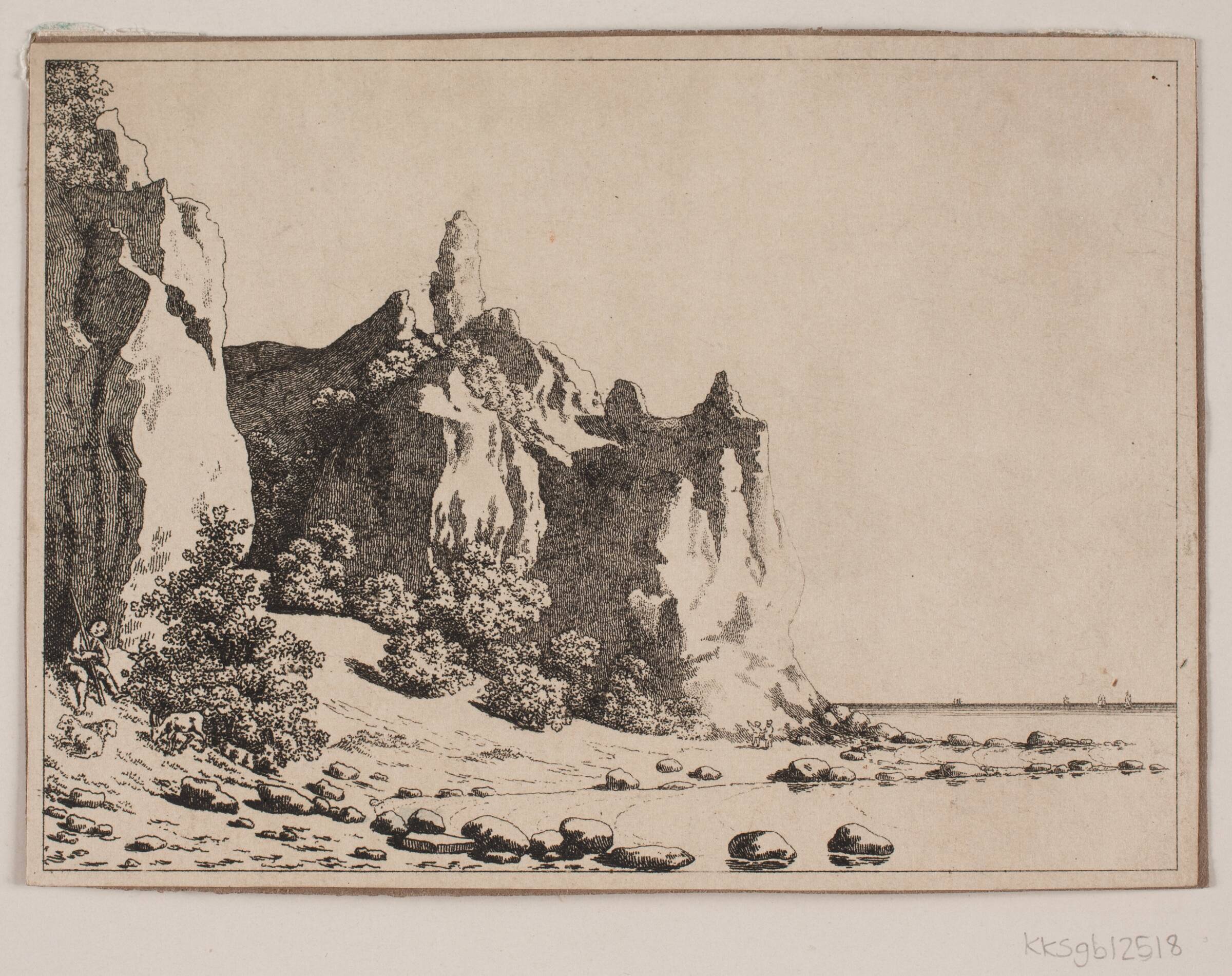 Sommerspiret, Møen. Udsigt fra stranden, Søren L. Lange, 1760-1828