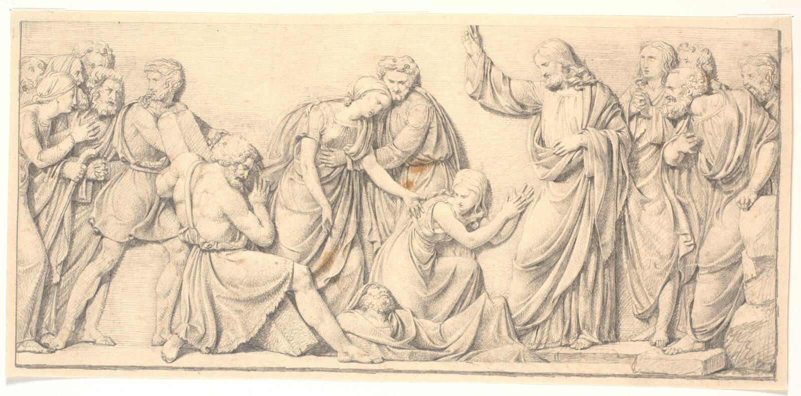 Lazarus' opvækkelse. Studie til afvigende relief i slotskirken, by H.W. Bissen, 1820-1823