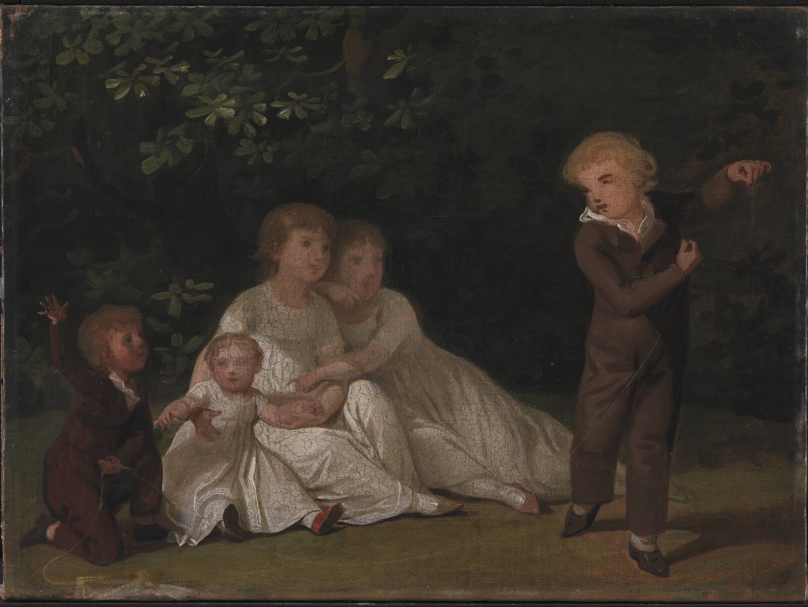 The Artist's Five Children in a garden. Study, by Jens Juel, 1801